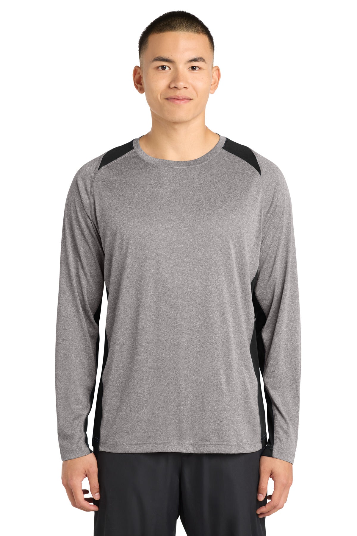 Sport-Tek ® Long Sleeve Heather Colorblock Contender ™ Tee. ST361LS - Sport-Tek ST361LS