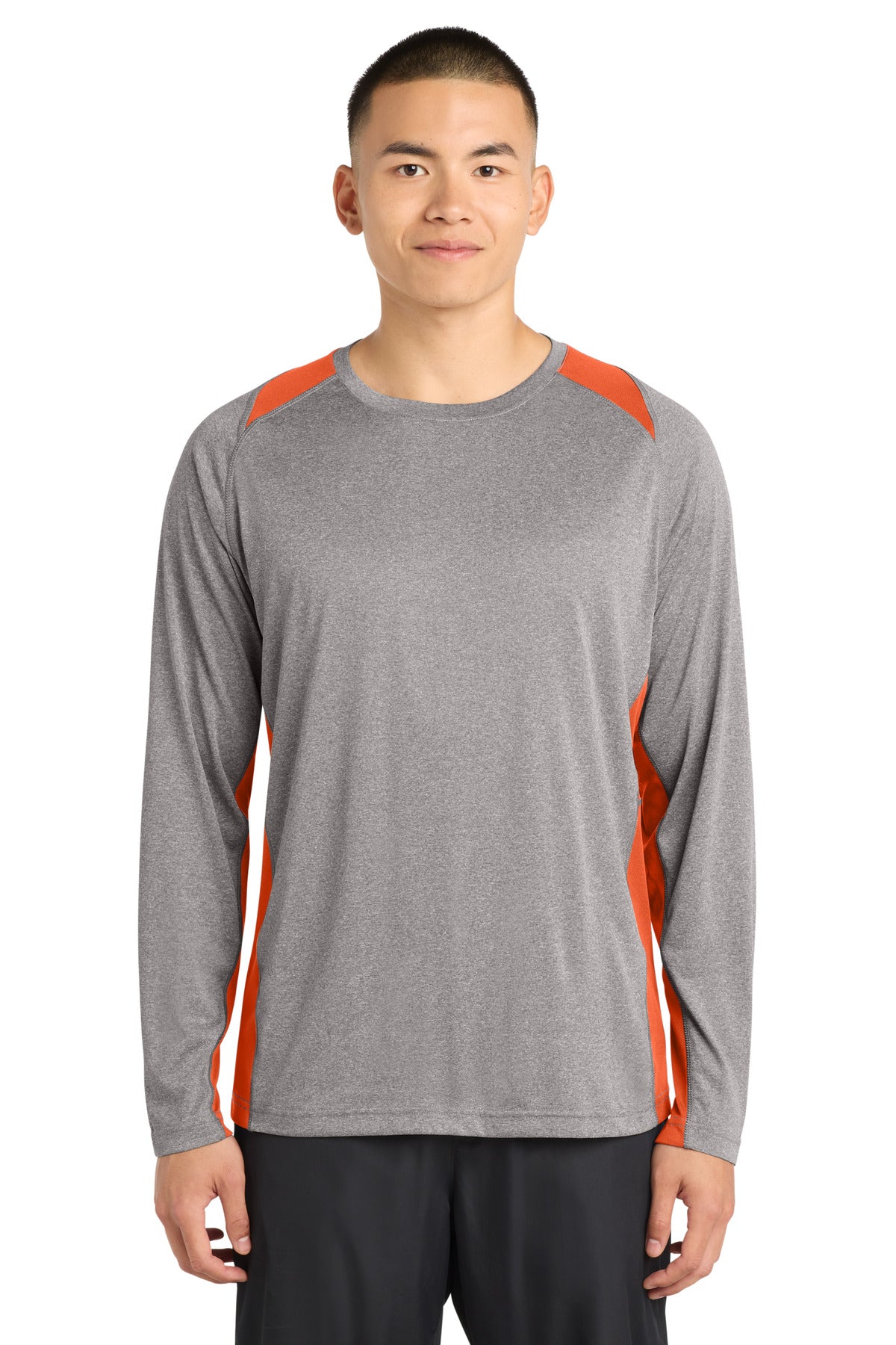 Sport-Tek ® Long Sleeve Heather Colorblock Contender ™ Tee. ST361LS - Sport-Tek ST361LS