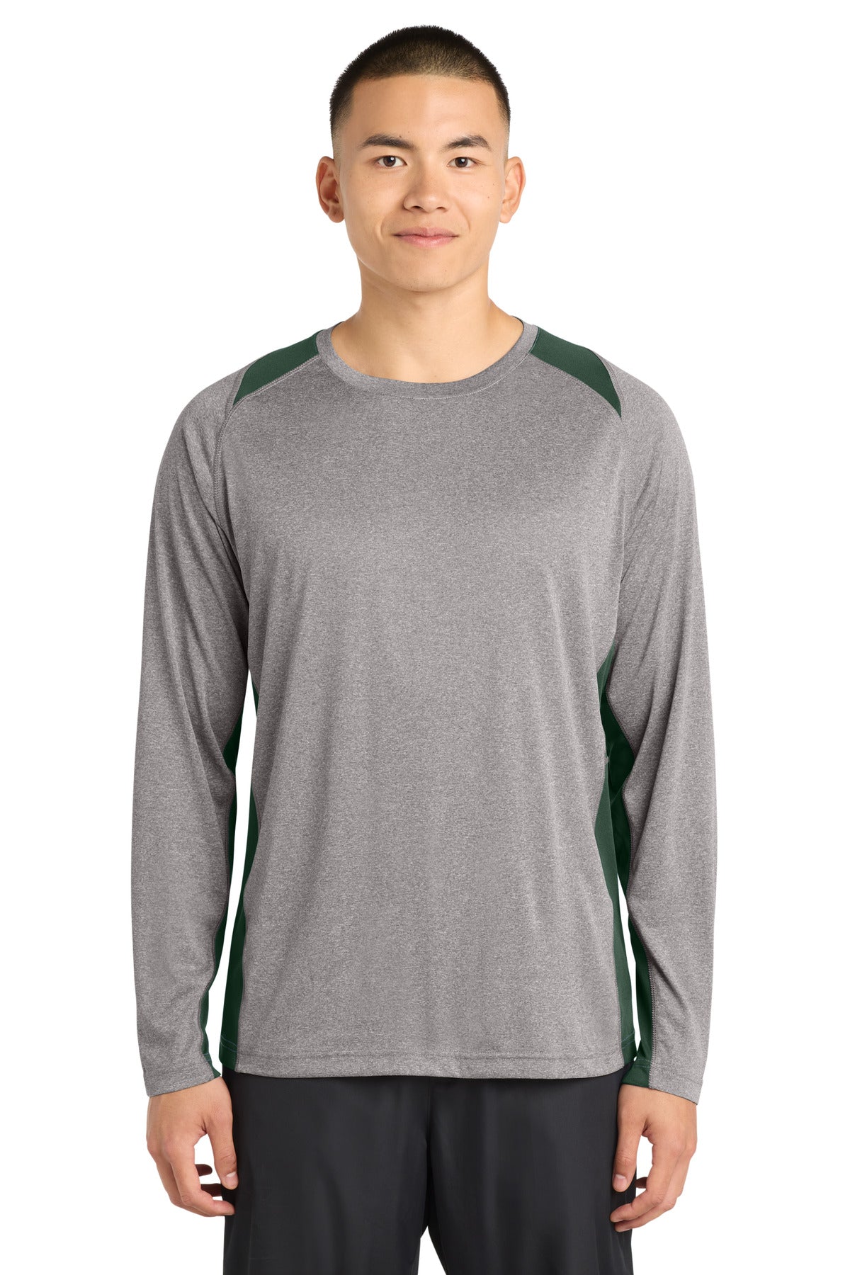 Sport-Tek ST361LS Long Sleeve Heather Colorblock Contender Tee