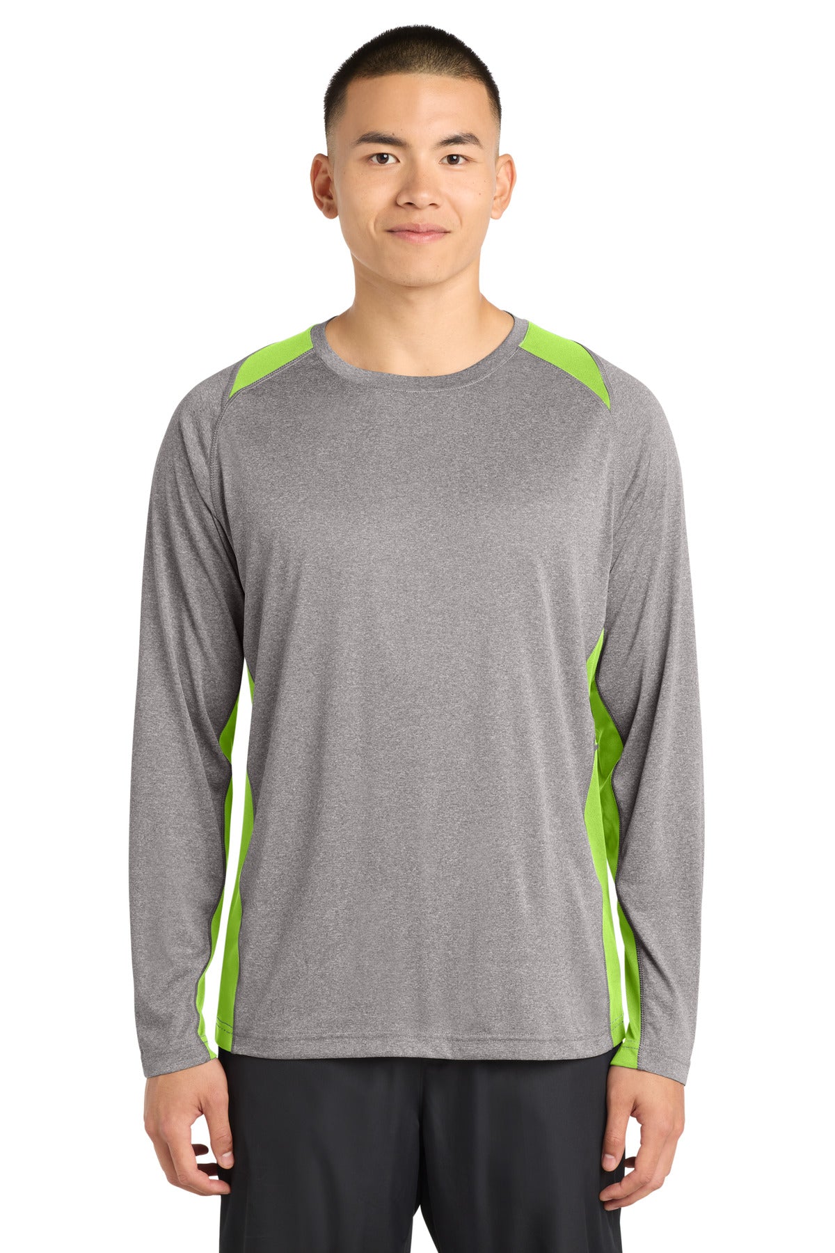 Sport-Tek ® Long Sleeve Heather Colorblock Contender ™ Tee. ST361LS - Sport-Tek ST361LS