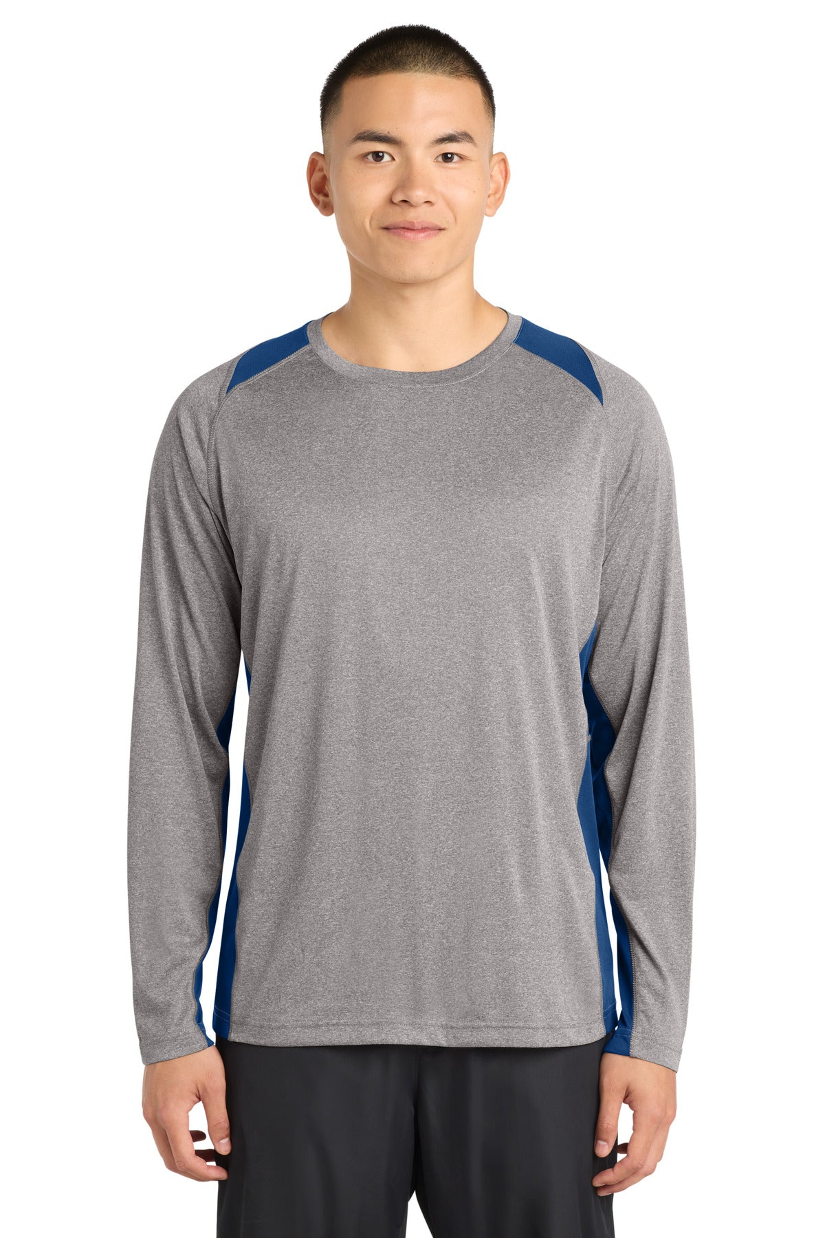 Sport-Tek ® Long Sleeve Heather Colorblock Contender ™ Tee. ST361LS - Sport-Tek ST361LS