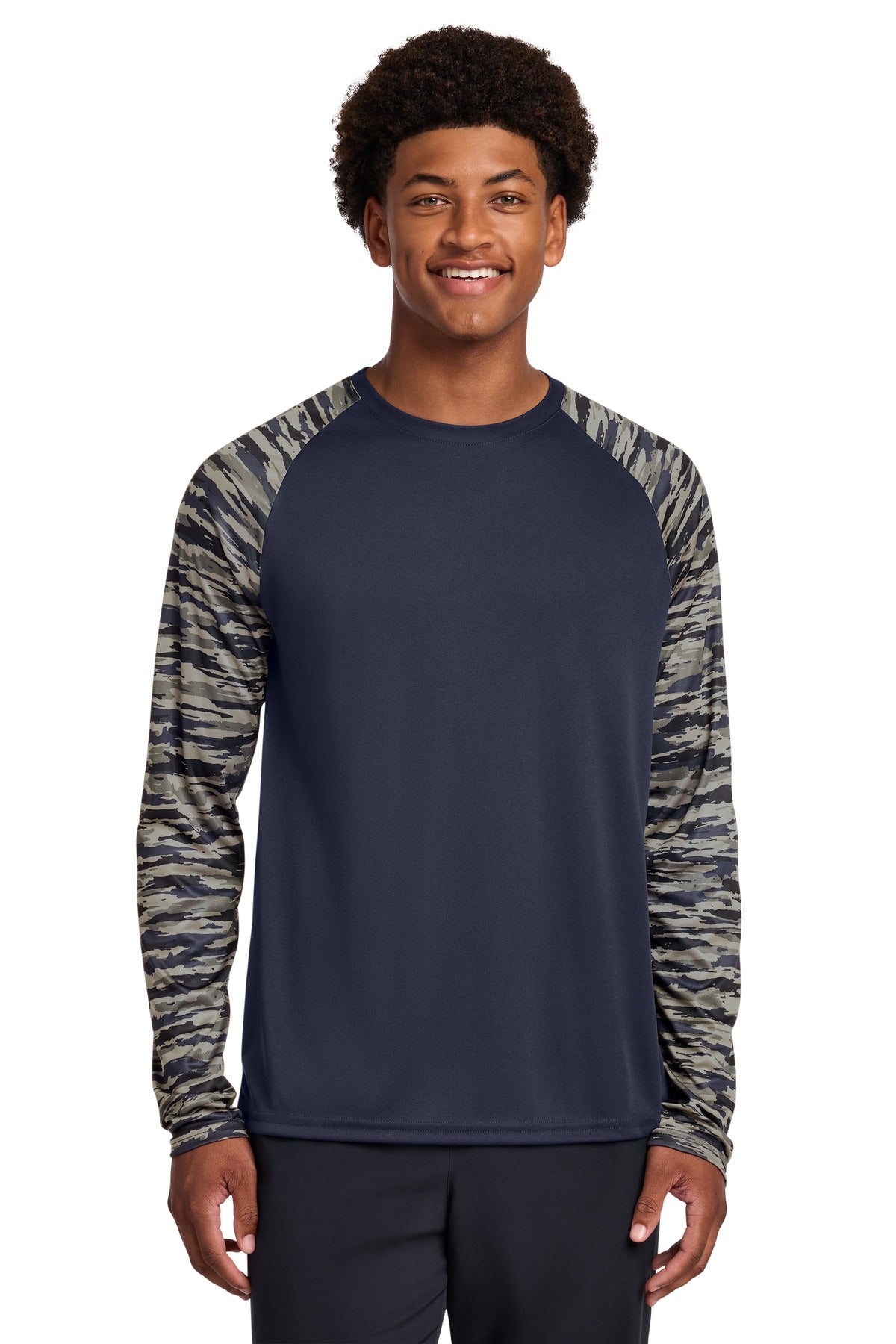 Sport-Tek ST376LS Drift Camo Colorblock Long Sleeve Tee