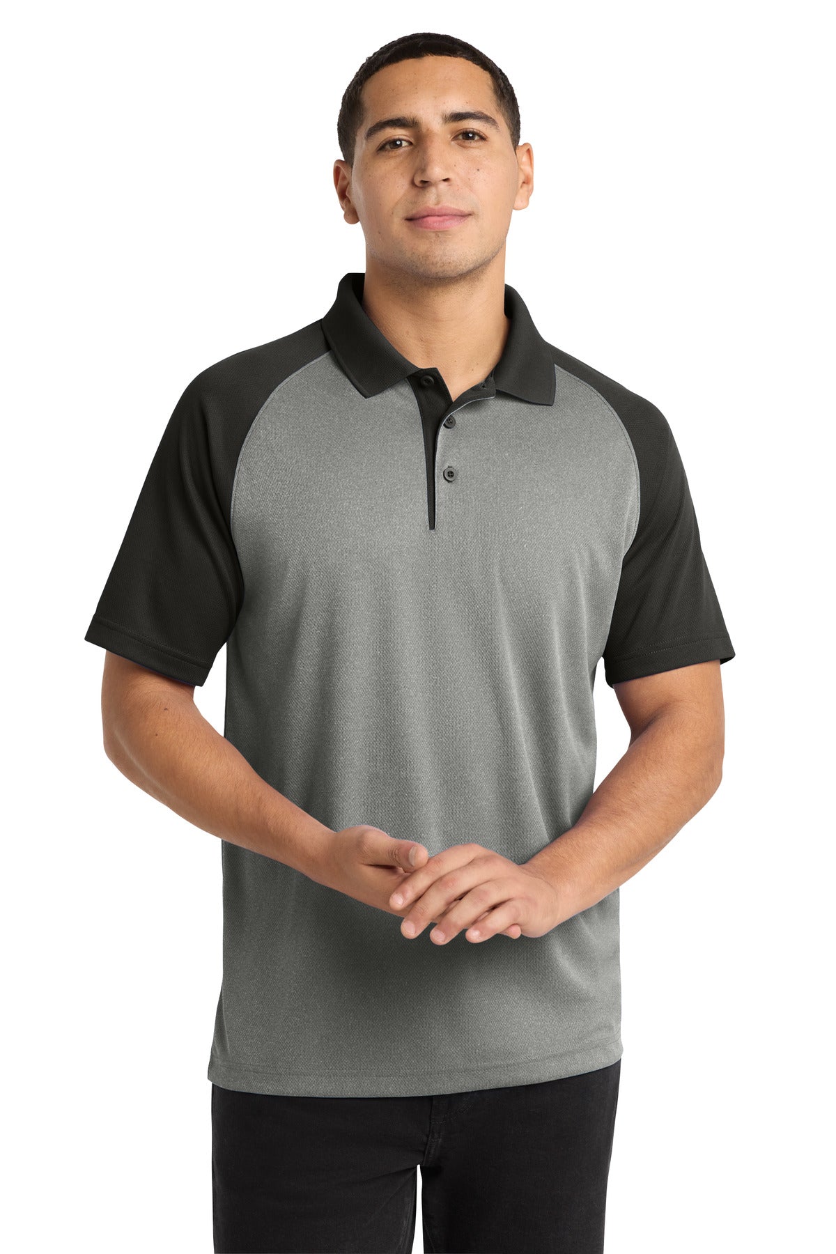 Sport-Tek ® PosiCharge ® RacerMesh ® Raglan Heather Block Polo. ST641 - Sport-Tek ST641