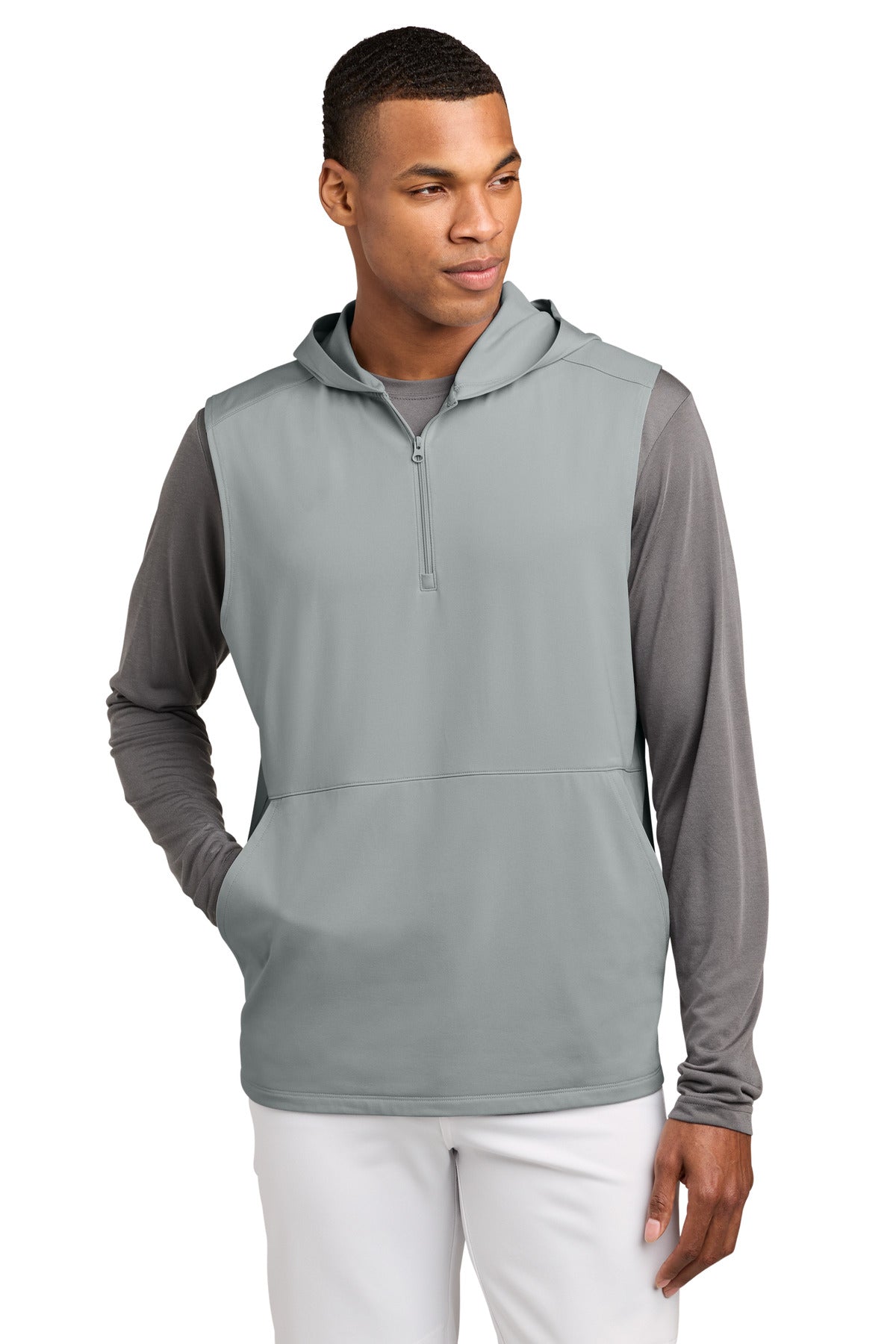 Sport-Tek ST858 Sport-Wick Stretch Sleeveless Hooded 1/4-Zip