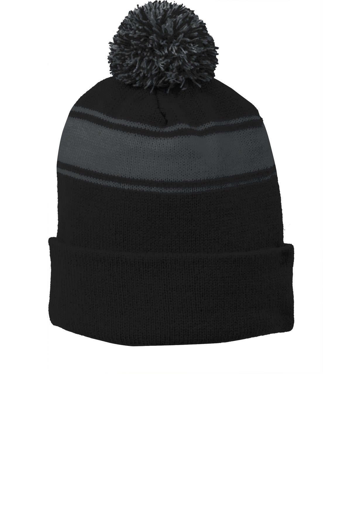 Sport-Tek ® Stripe Pom Pom Beanie. STC28 - Sport-Tek STC28