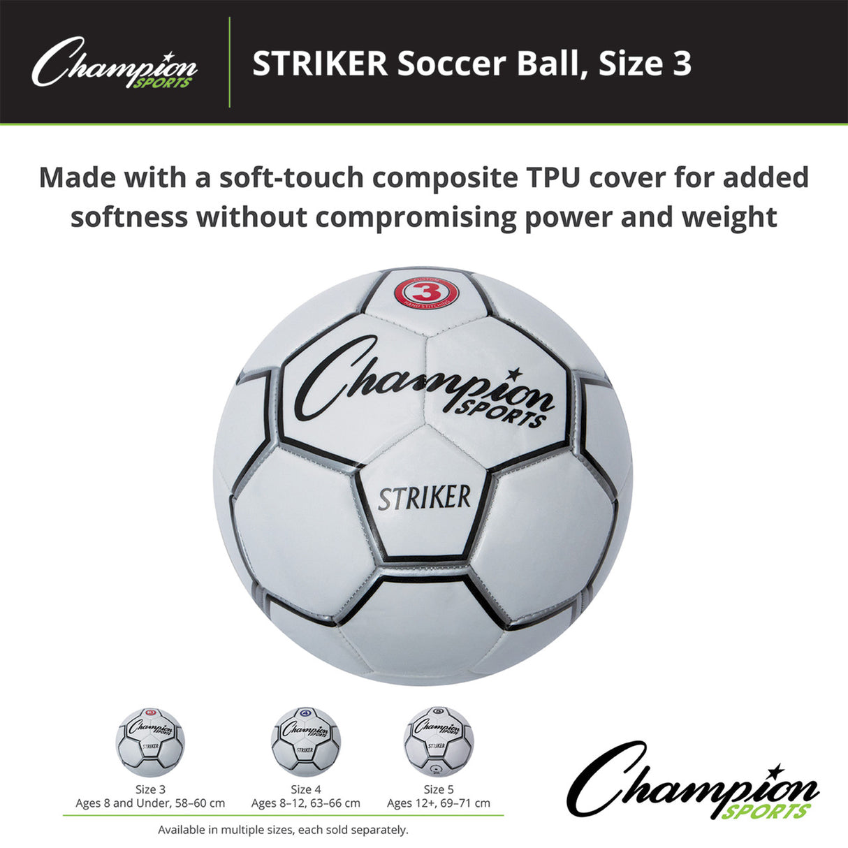 Champion Sports STRIKER SOCCER BALL SIZE 3