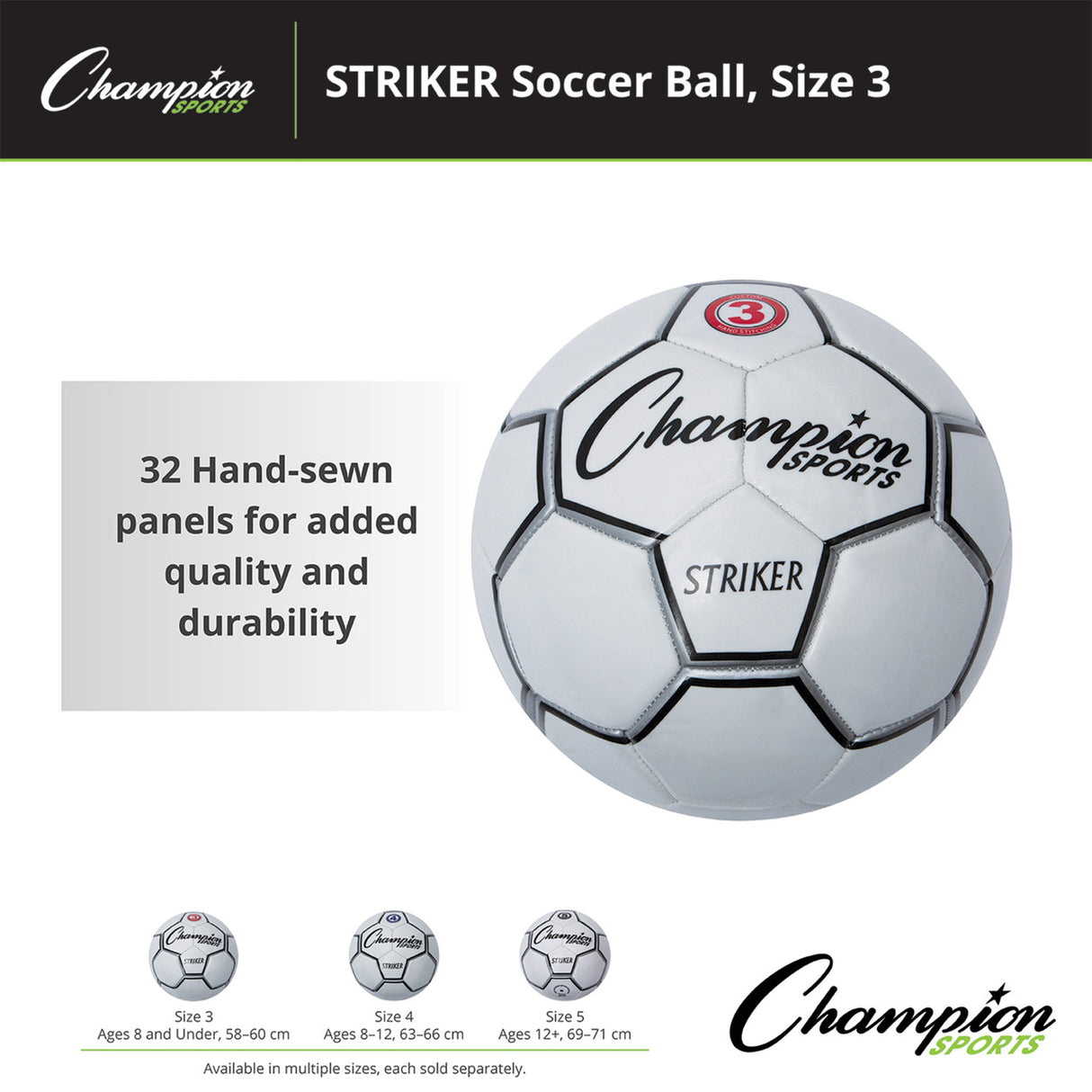 Champion Sports STRIKER SOCCER BALL SIZE 3