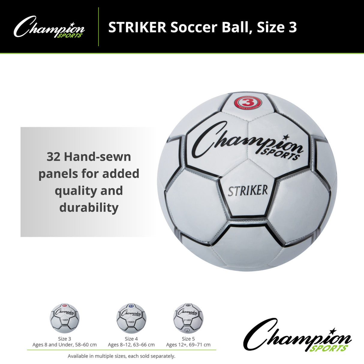 Champion Sports STRIKER SOCCER BALL SIZE 3