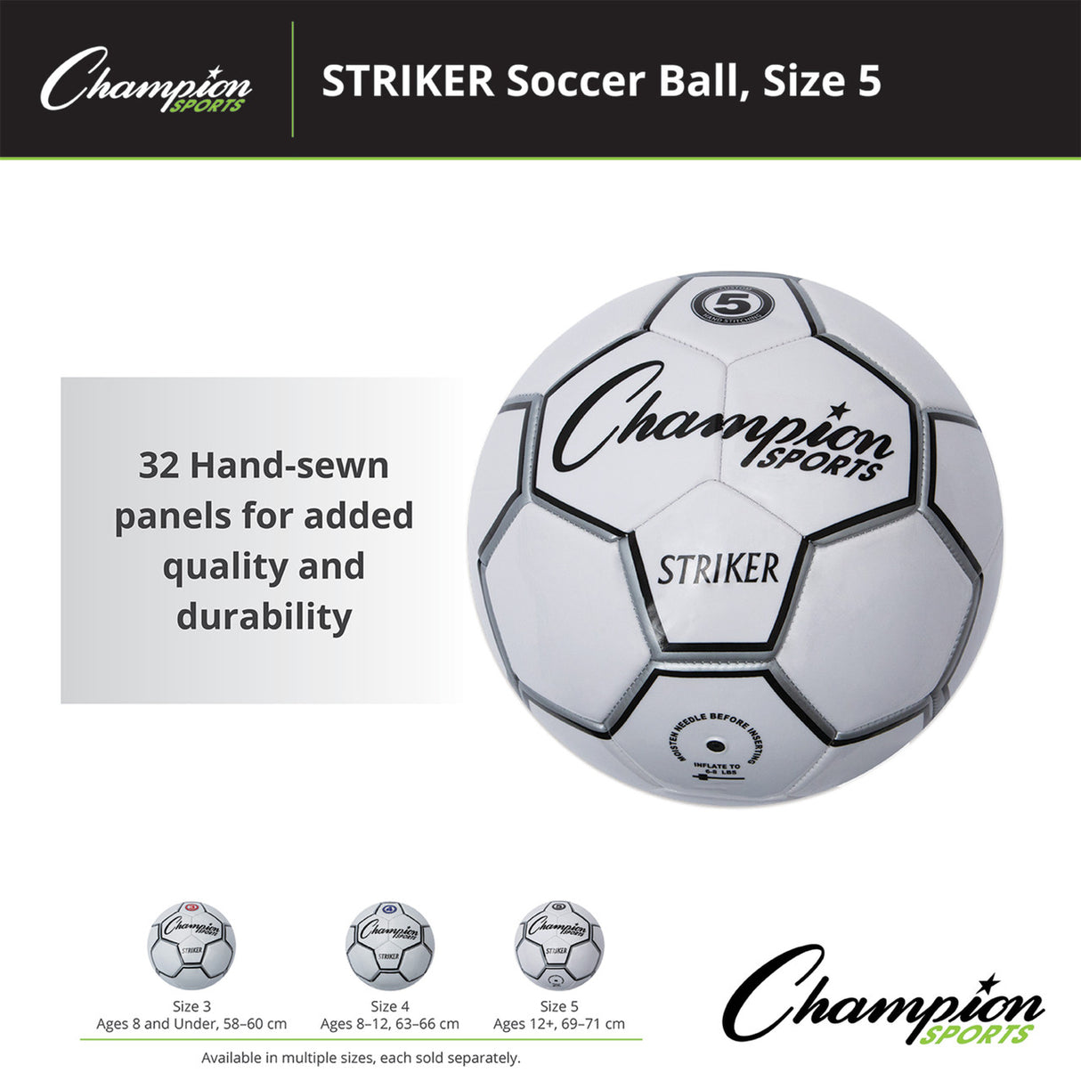 Champion Sports STRIKER SOCCER BALL SIZE 3