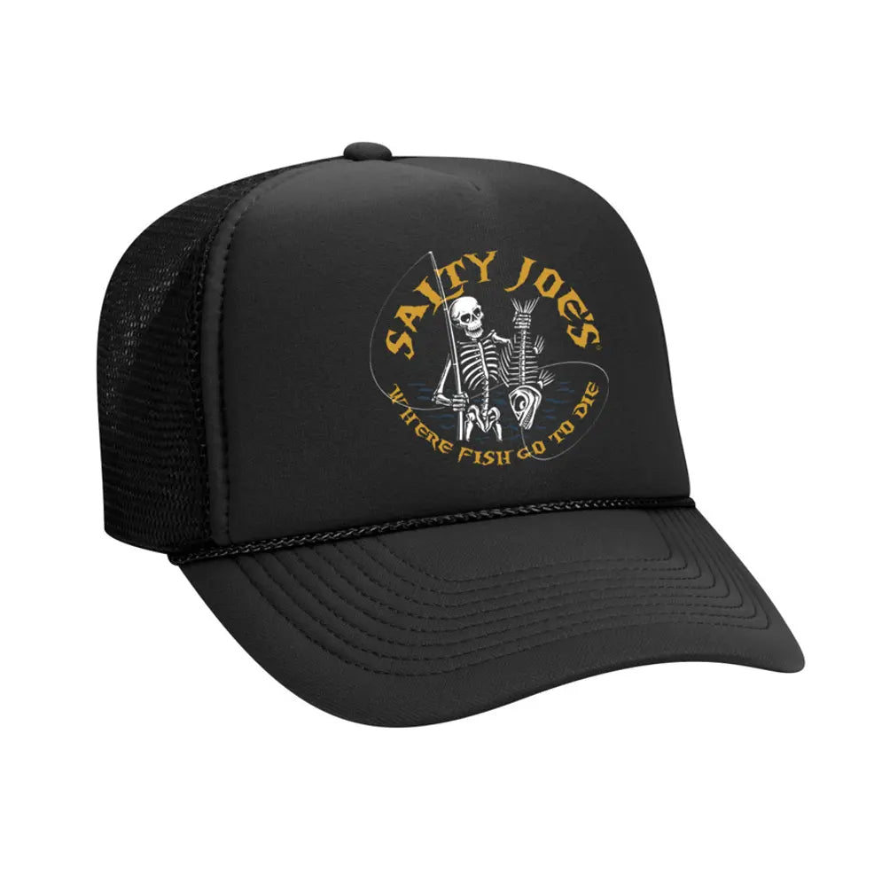 JOES SURF SHOP Foam Snapback Trucker Hat - Surfing Bear Design, White/Black, One Size
