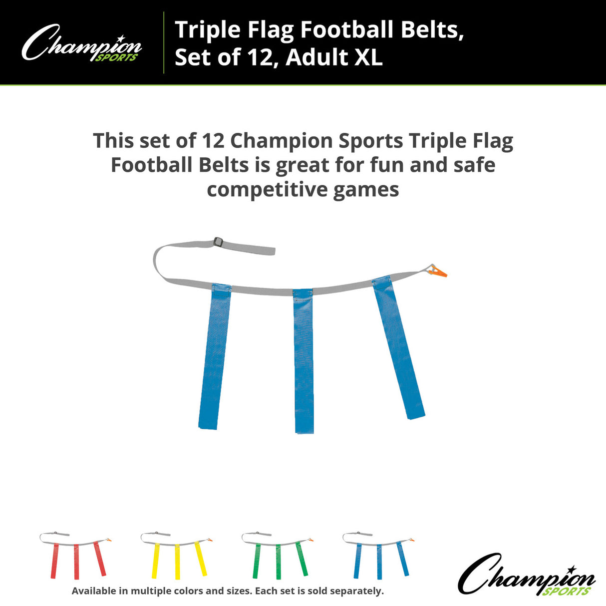 TRIPLE FLAG FOOTBALL SET, ADULT XL BLUE