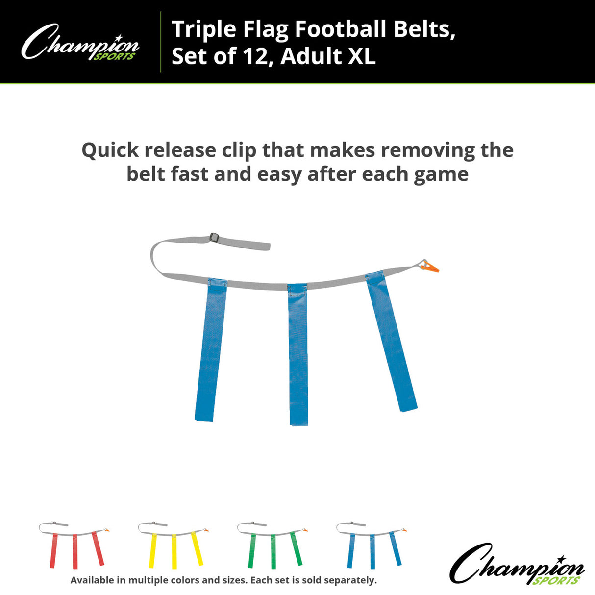 TRIPLE FLAG FOOTBALL SET, ADULT XL BLUE