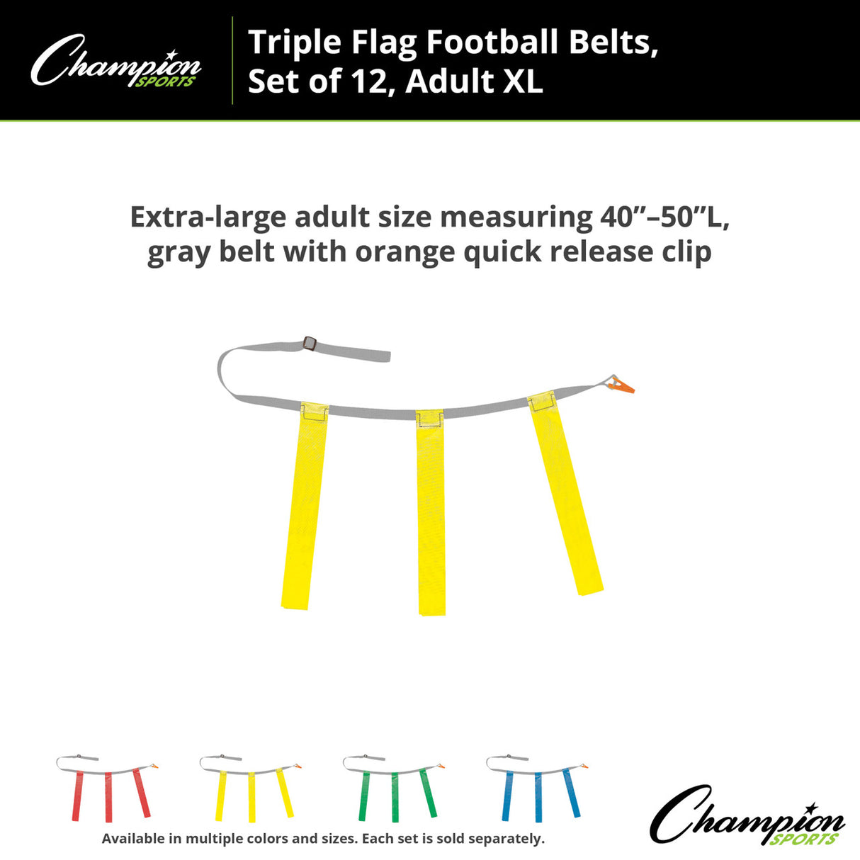 TRIPLE FLAG FOOTBALL SET, ADULT XL BLUE