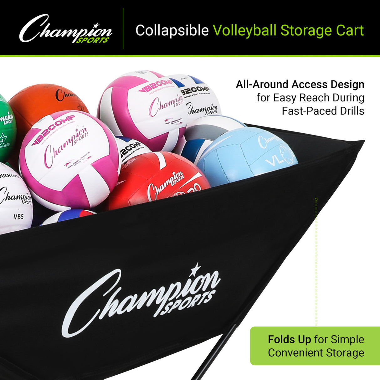 Champion Sports PRO COLLAPSIBLE VOLLEYBALL CART