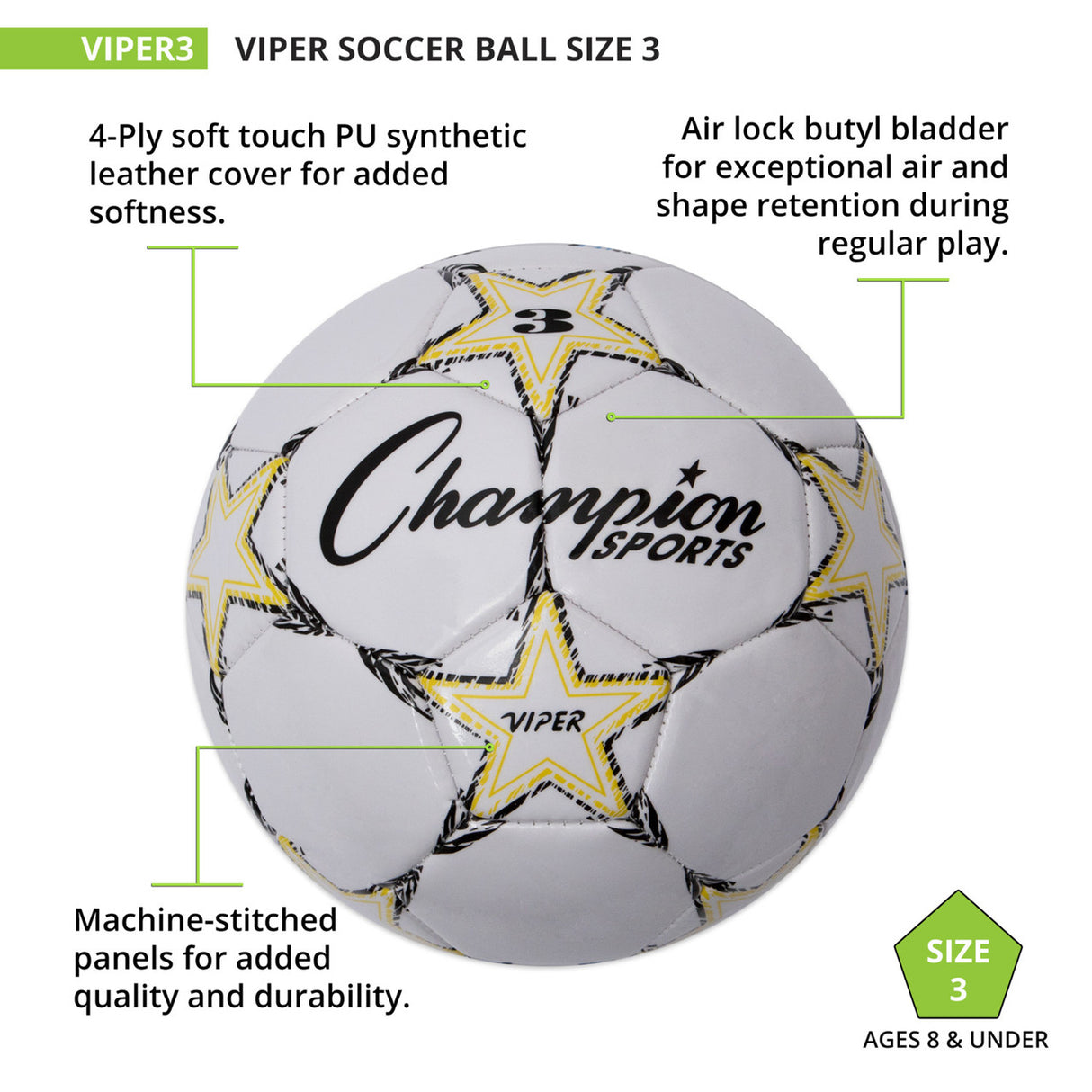 Champion Sports VIPER SOCCER BALL SIZE 3