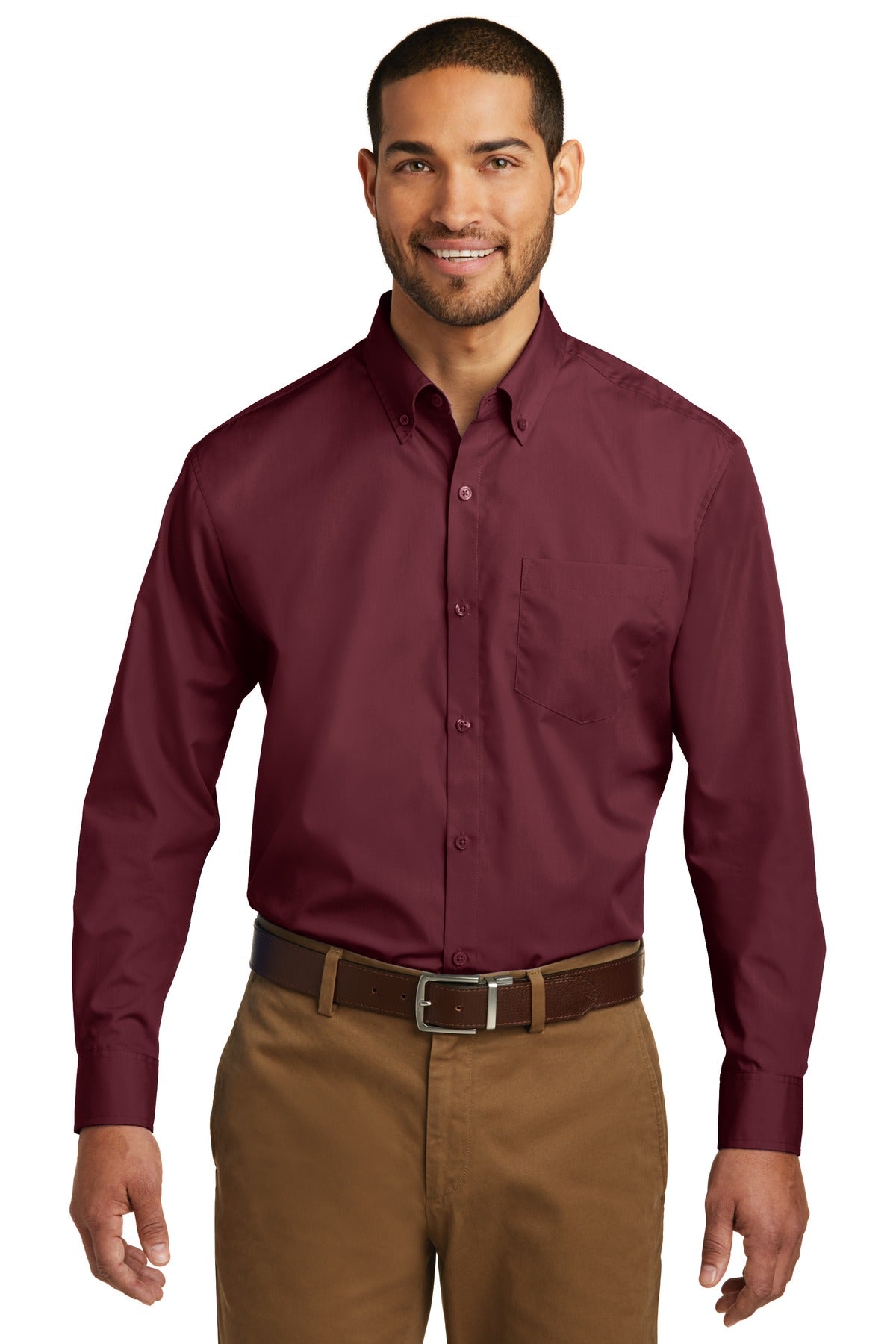 Port Authority W100 Long Sleeve Carefree Poplin Shirt