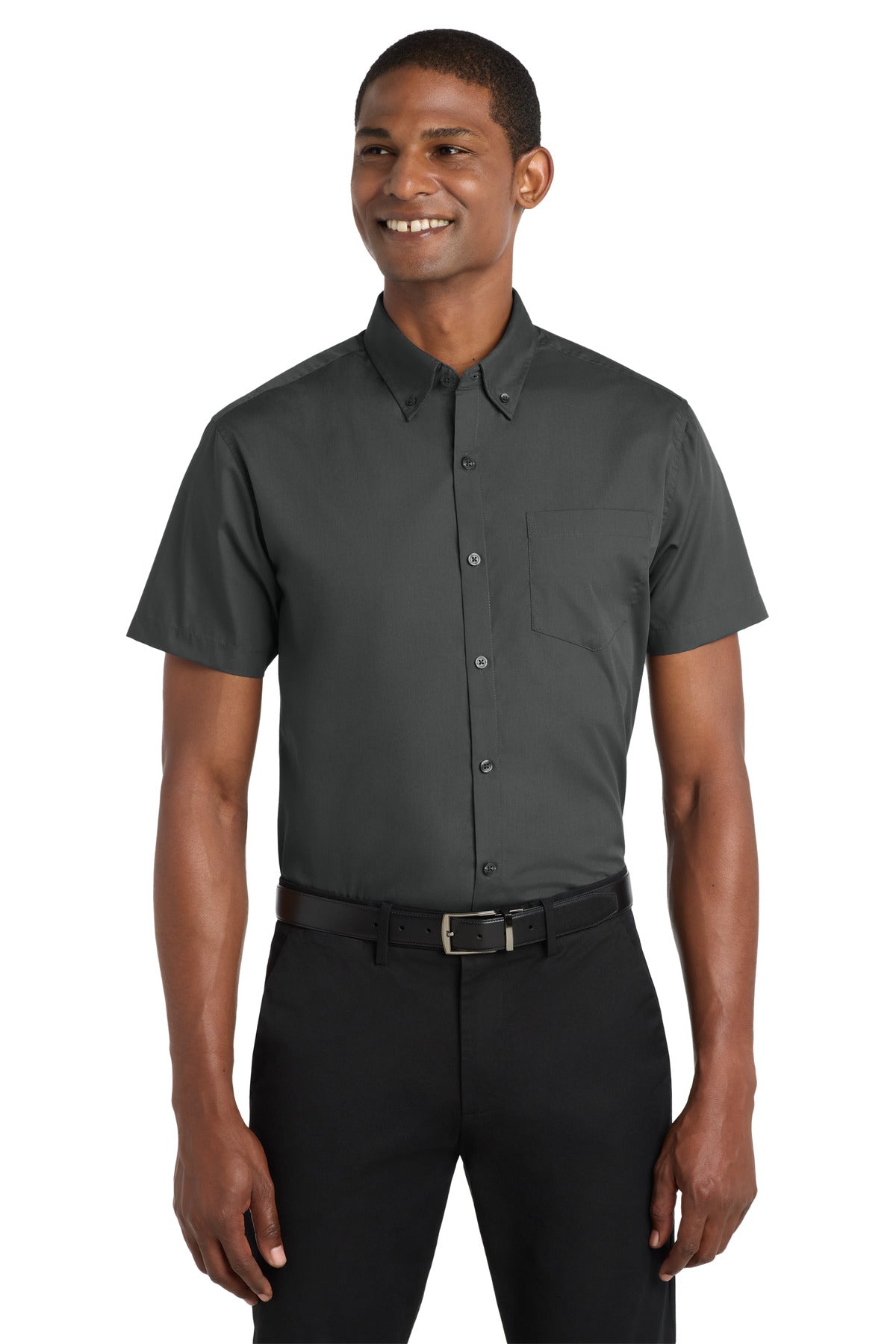 Port Authority W101 Short Sleeve Carefree Poplin Shirt Men's Easy Care Woven