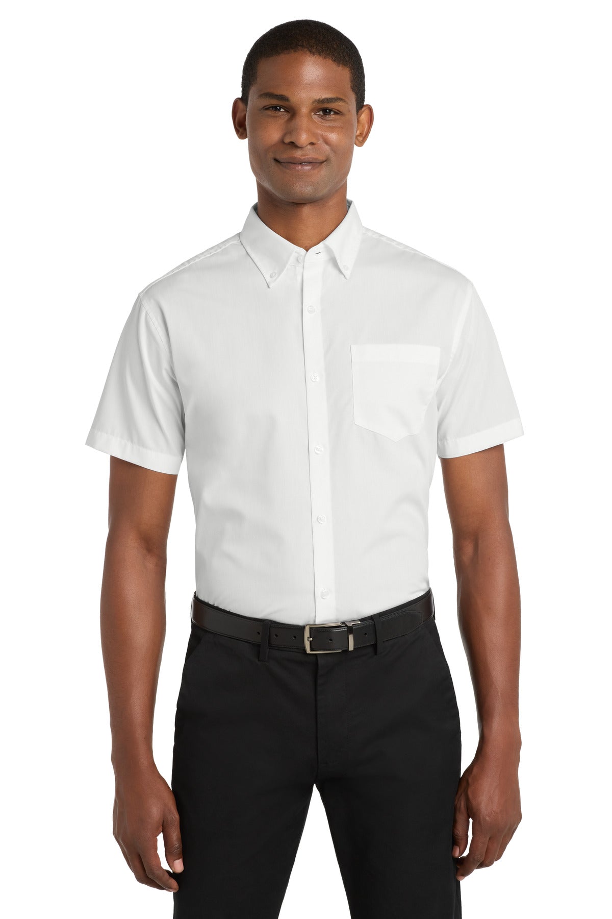 Port Authority W101 Short Sleeve Carefree Poplin Shirt Men's Easy Care Woven