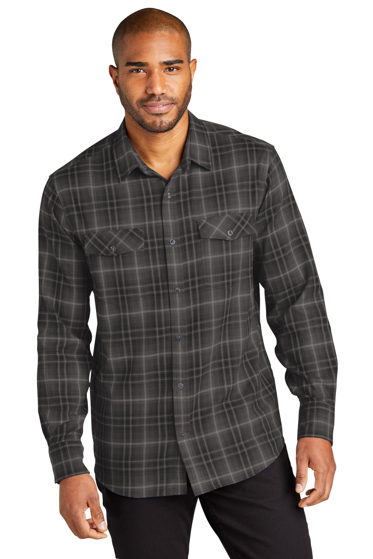 Port Authority ® Long Sleeve Ombre Plaid Shirt W672 - Port Authority W672