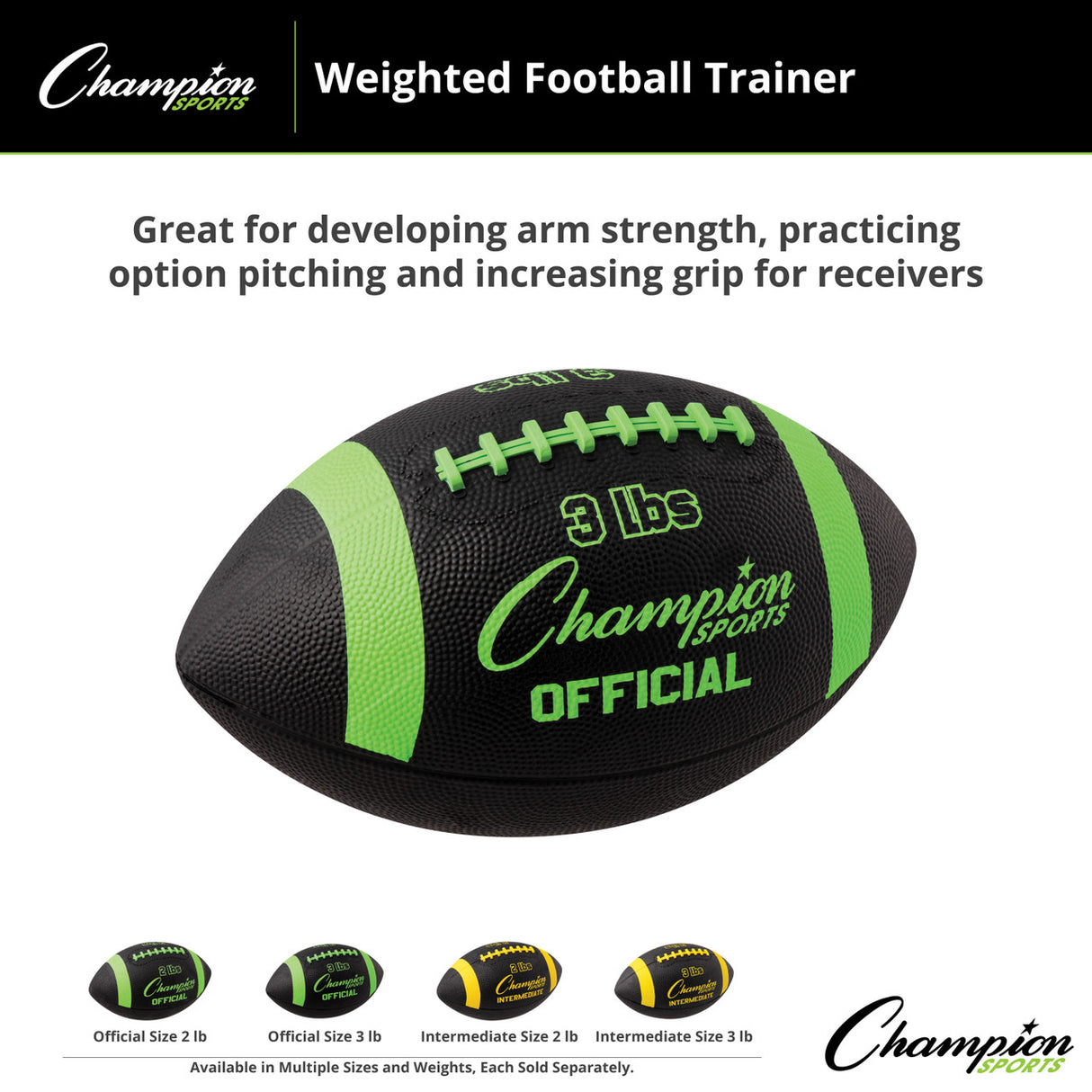 Champion Sports WEIGHTED FOOTBALL TRAINER OFFICIAL, 2 LB