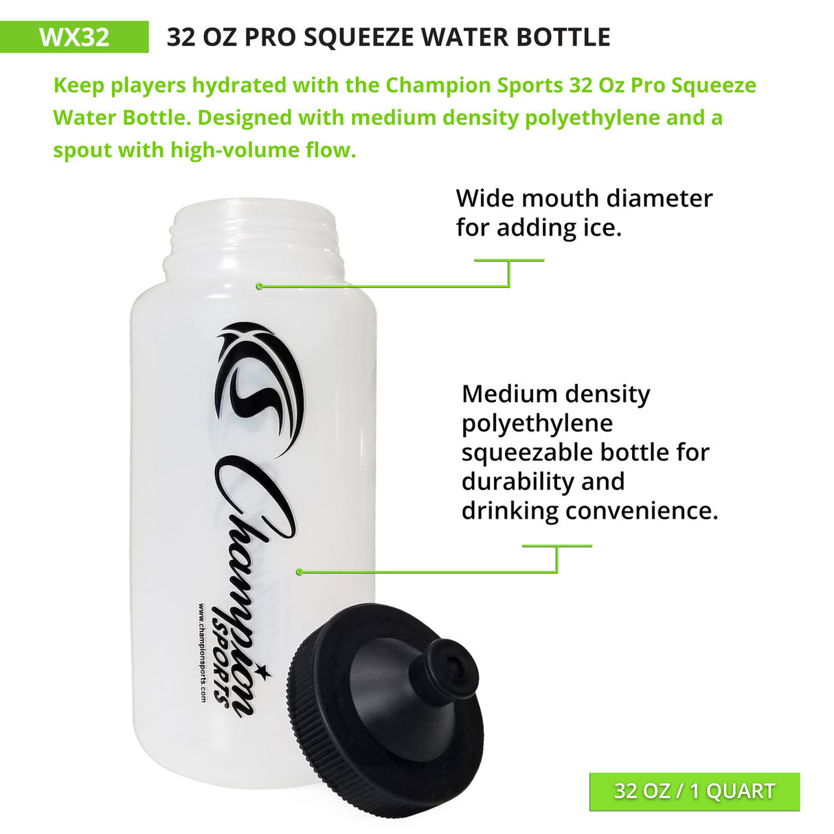 Champion Sports PRO SQUEEZE WATER BOTTLE