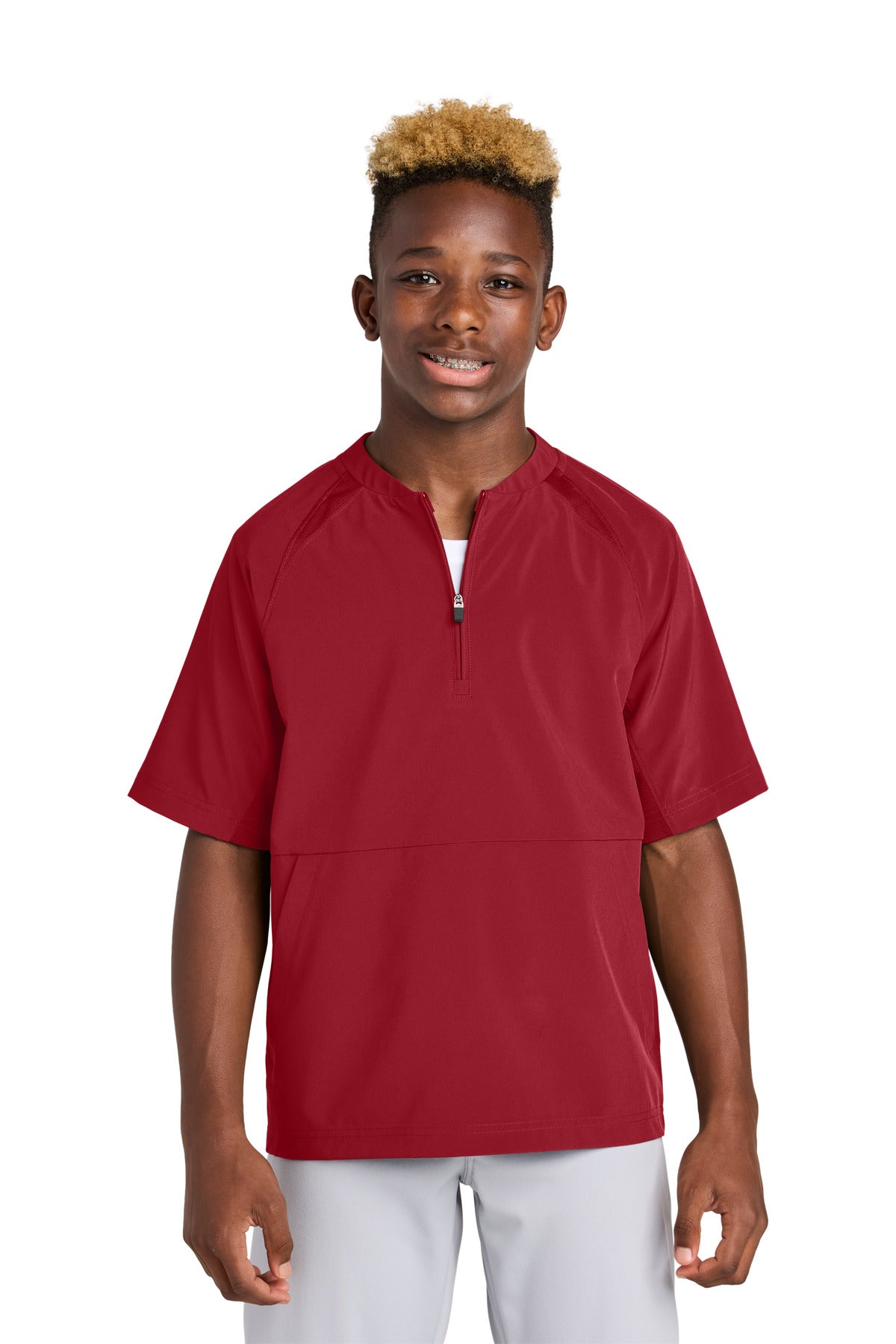 Sport-Tek YJST489 Youth Repeat 1/2-Zip Short Sleeve Jacket Wholesale Youth Athletic Jackets