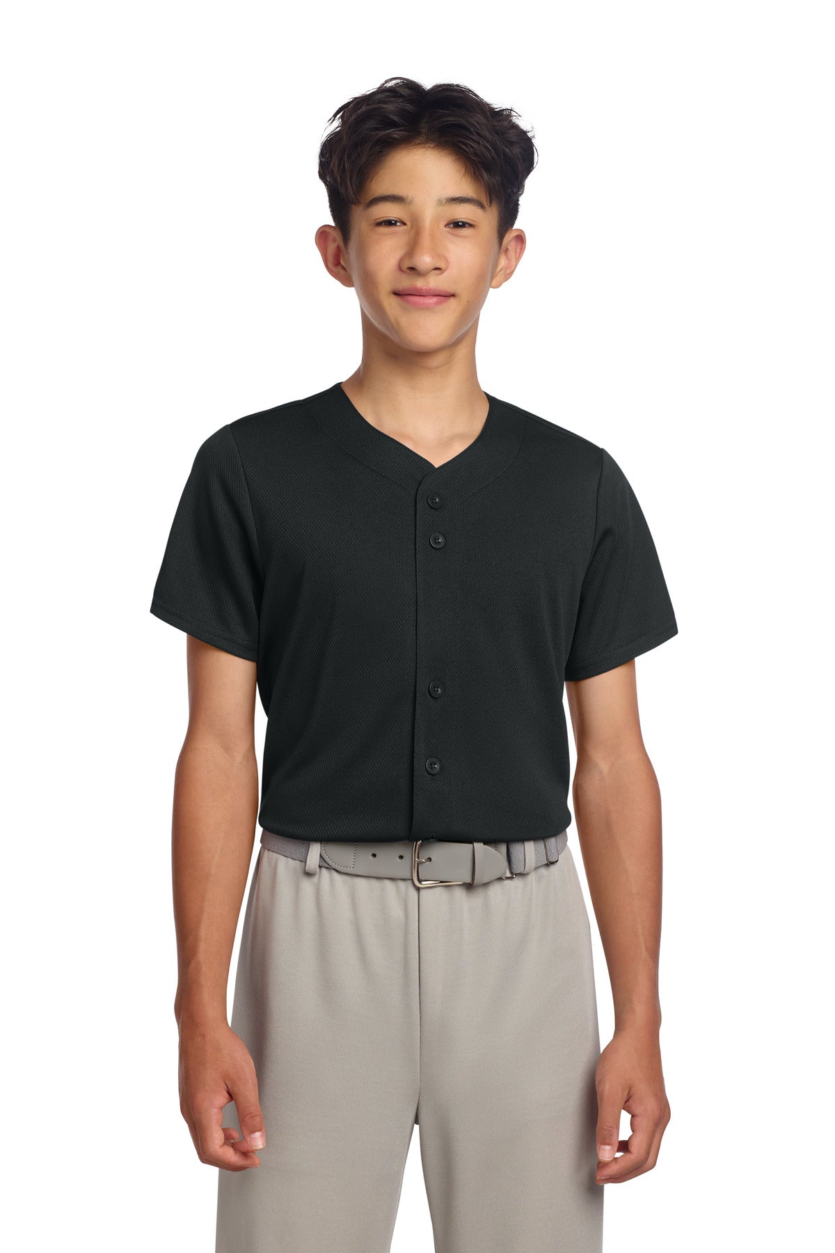 Sport-Tek YST220 Youth PosiCharge Tough Mesh Full-Button Jersey