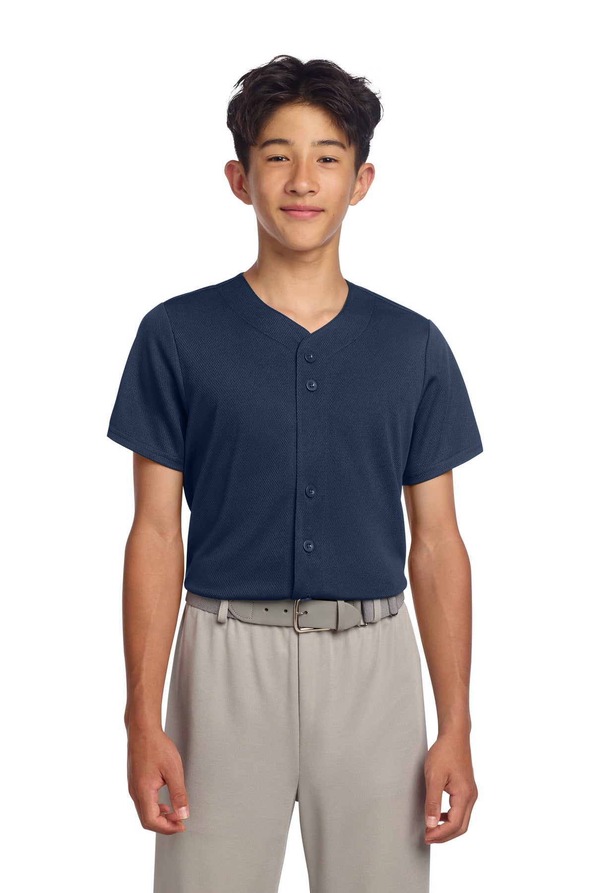 Sport-Tek YST220 Youth PosiCharge Tough Mesh Full-Button Jersey