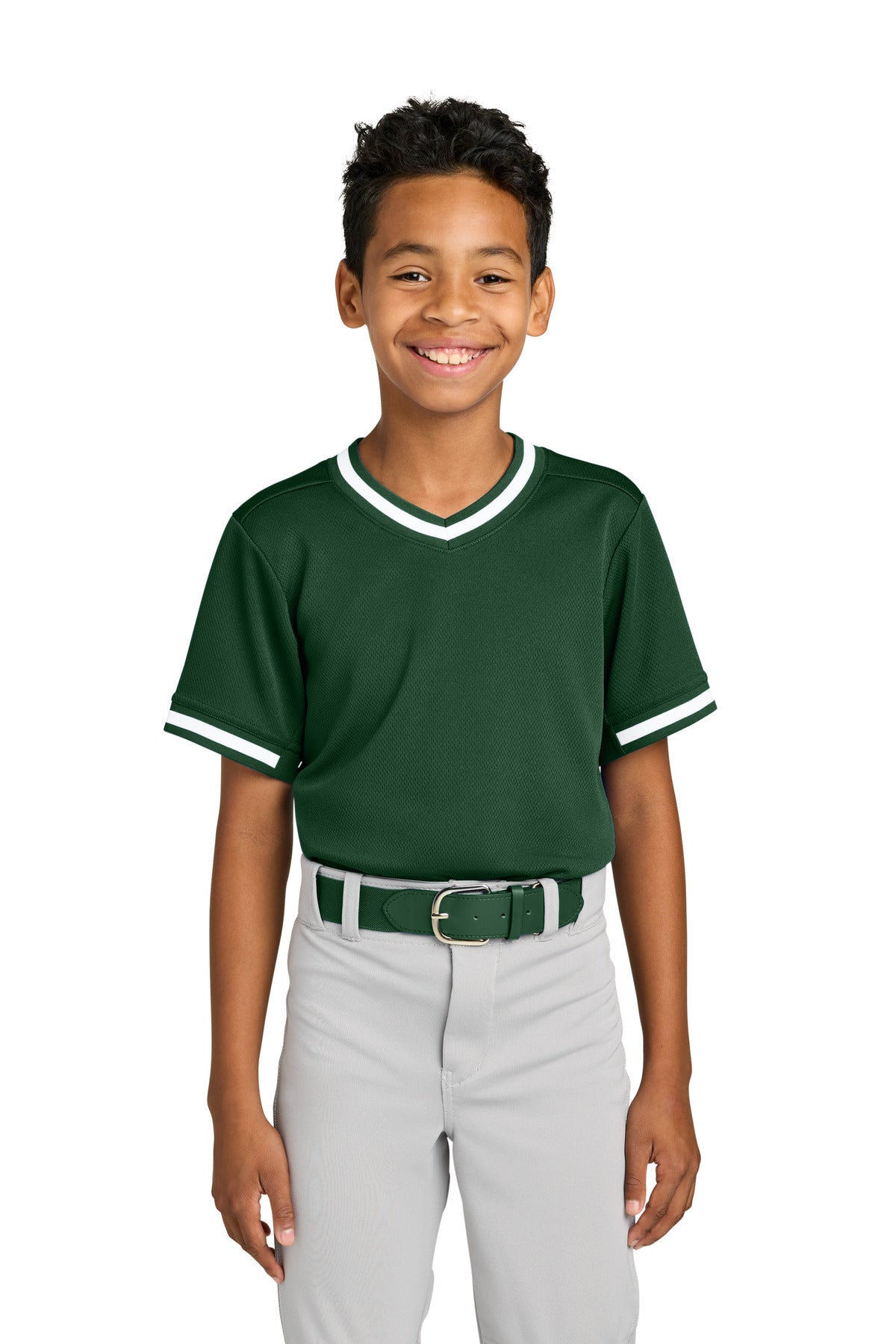 Sport-Tek YST221 Youth Tough Mesh V-Neck Baseball Jersey