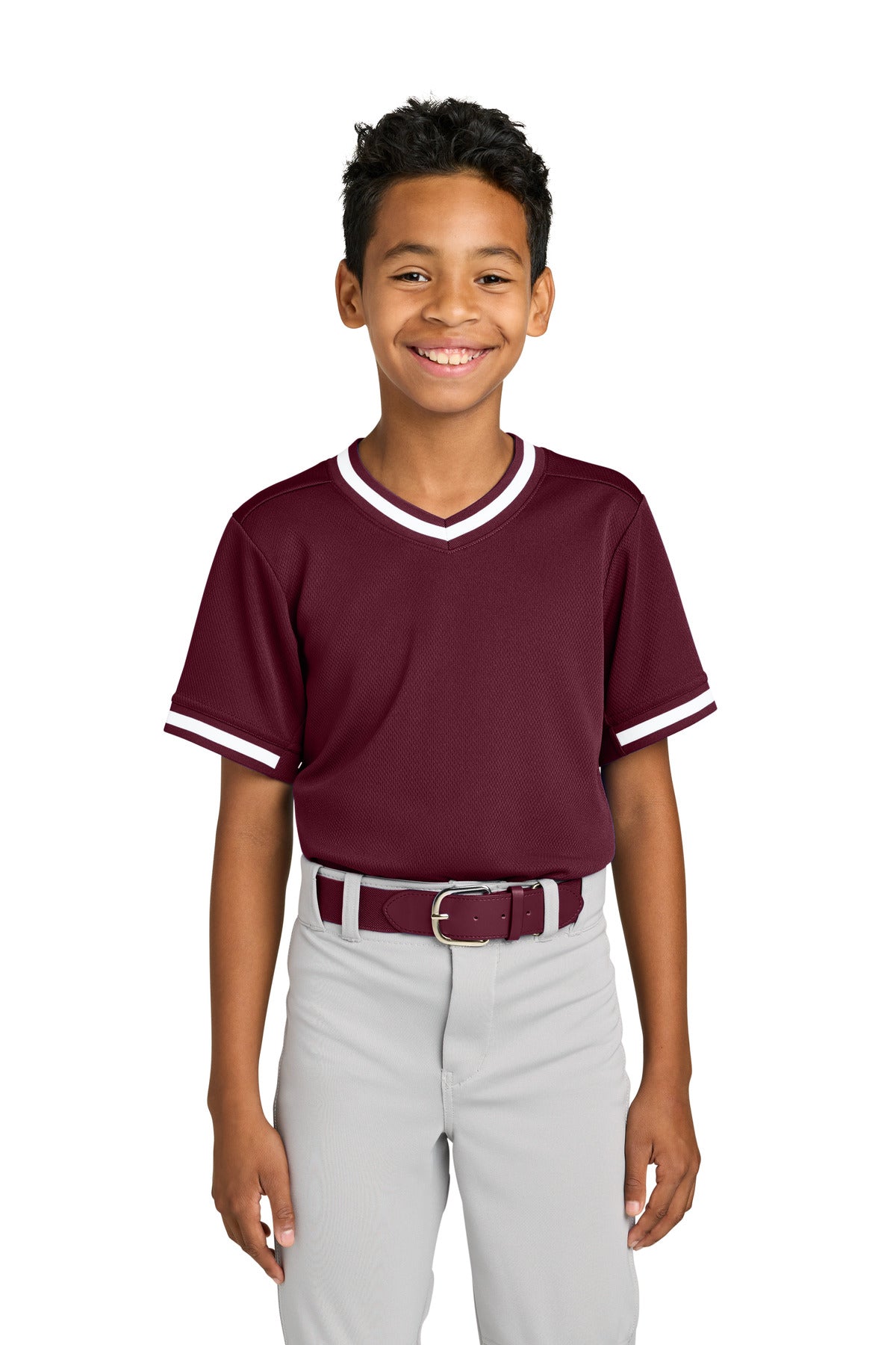 Sport-Tek YST221 Youth Tough Mesh V-Neck Baseball Jersey
