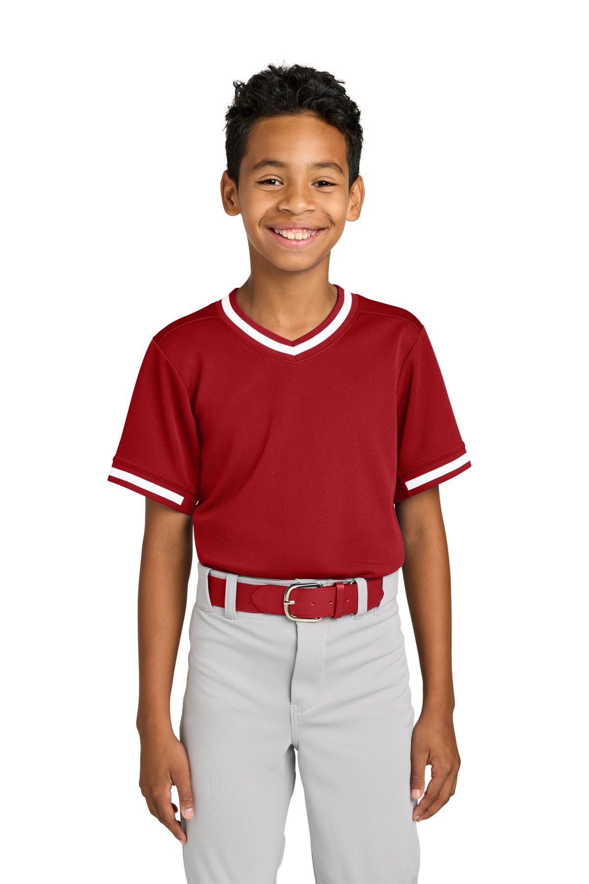 Sport-Tek YST221 Youth Tough Mesh V-Neck Baseball Jersey