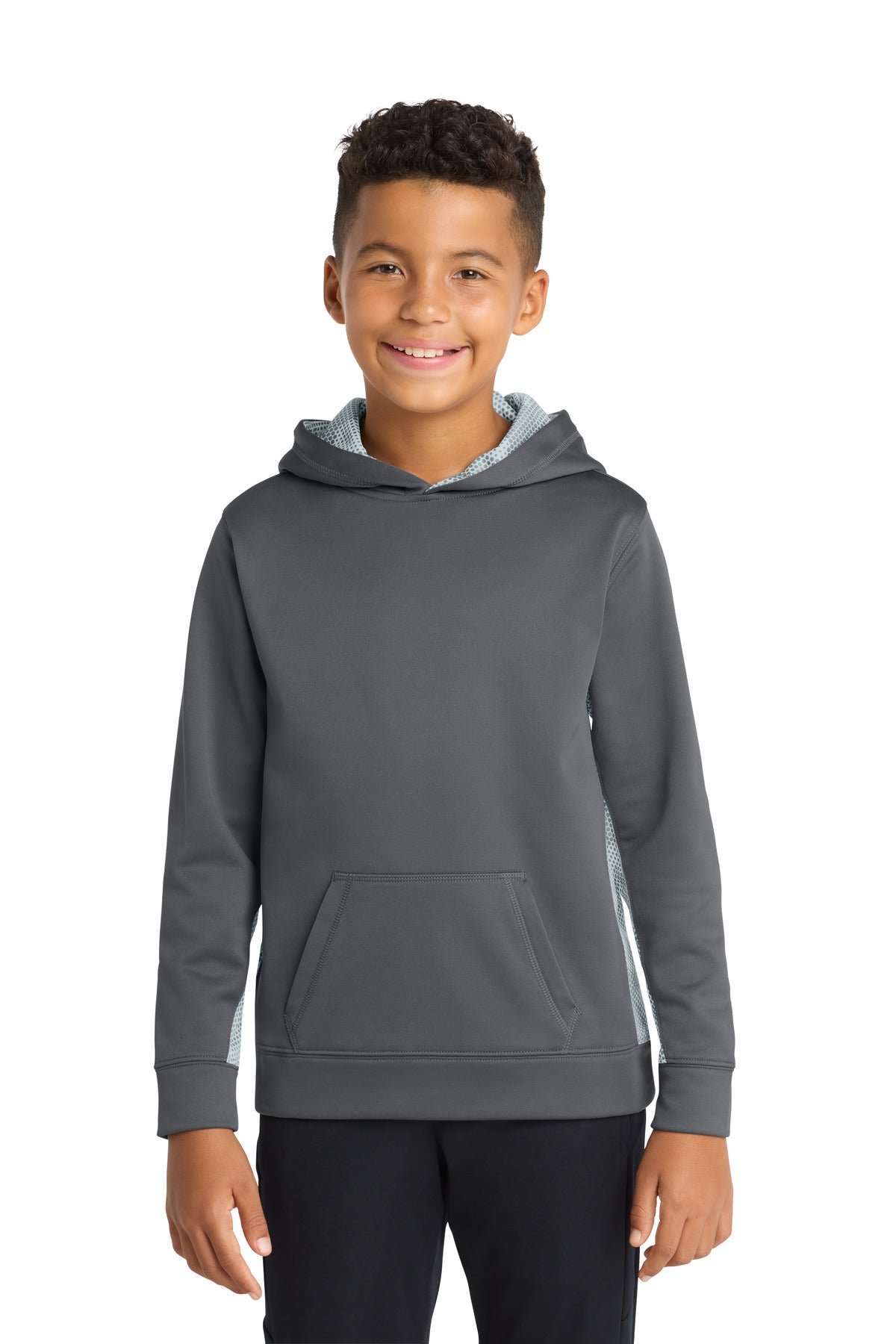 Sport-Tek YST239 Youth Sport-Wick CamoHex Fleece Colorblock Hooded Pullover
