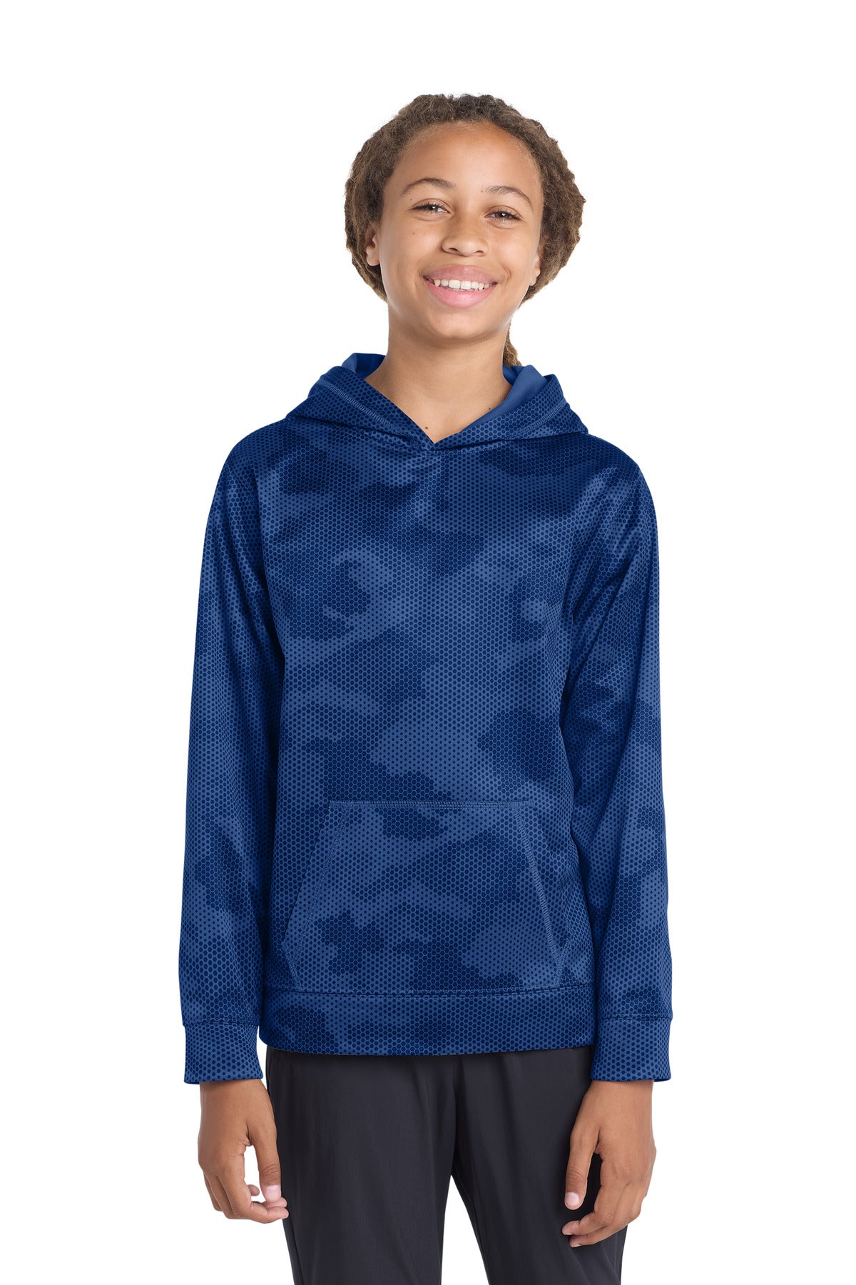 Sport-Tek ® Youth Sport-Wick ® CamoHex Fleece Hooded Pullover. YST240 - Sport-Tek YST240