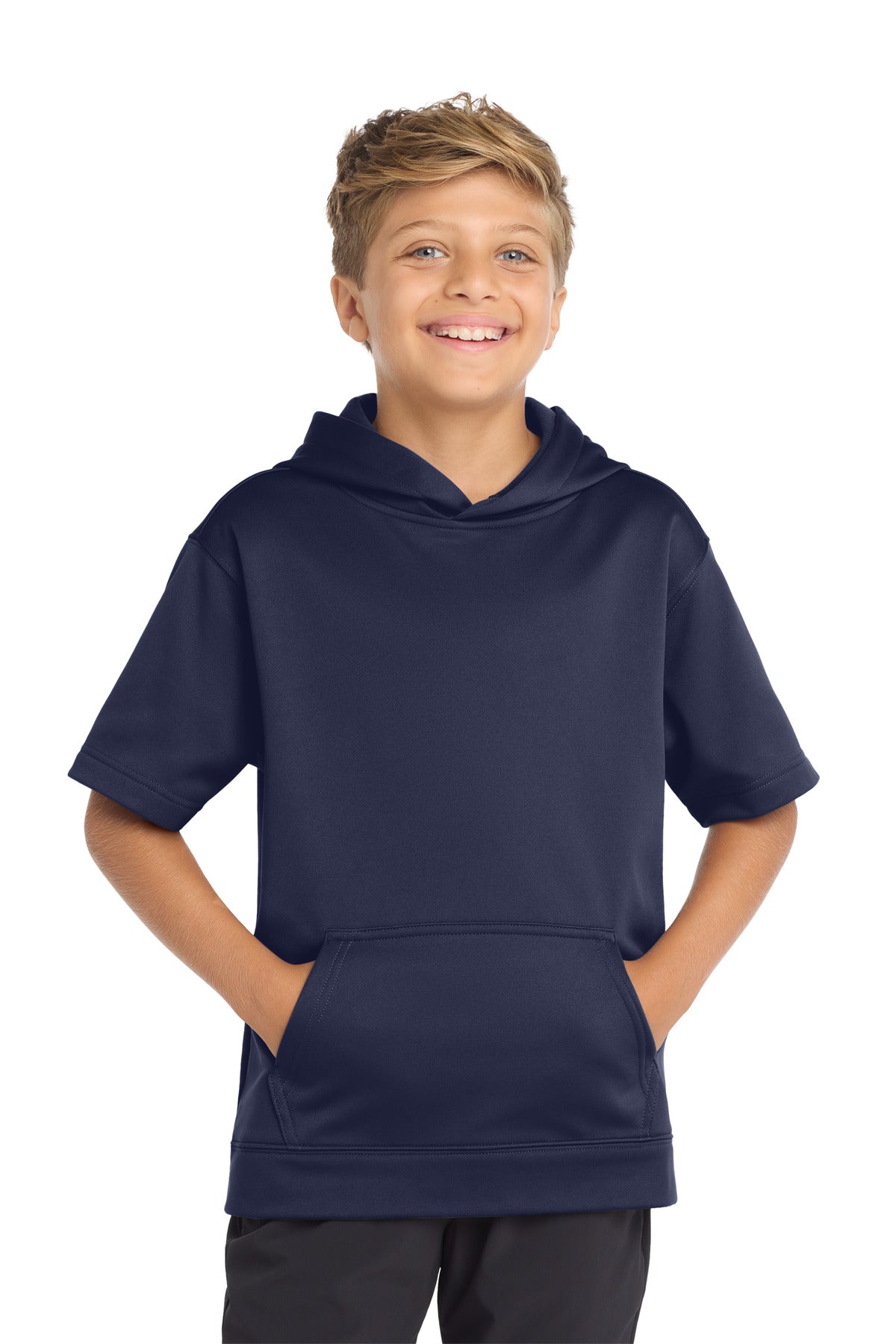 Sport-Tek ® Youth Sport-Wick ® Fleece Short Sleeve Hooded Pullover. YST251 - Sport-Tek YST251