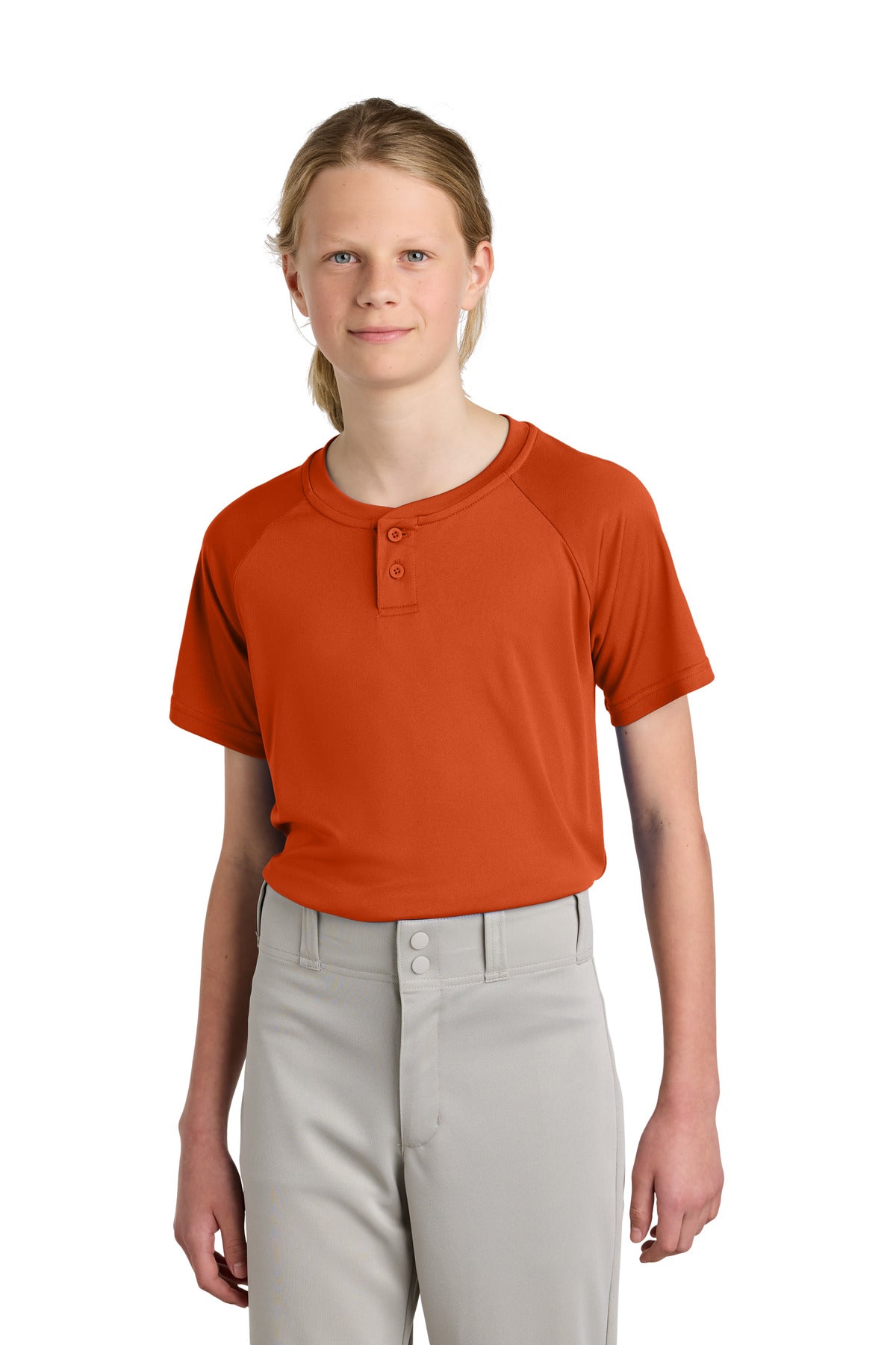 Sport-Tek YST359 Youth PosiCharge Competitor 2-Button Henley