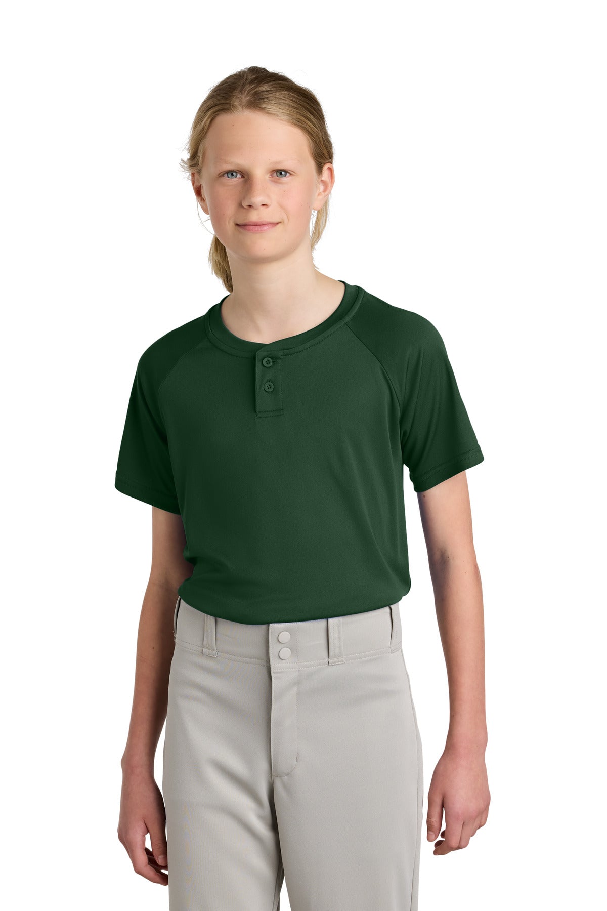 Sport-Tek YST359 Youth PosiCharge Competitor 2-Button Henley
