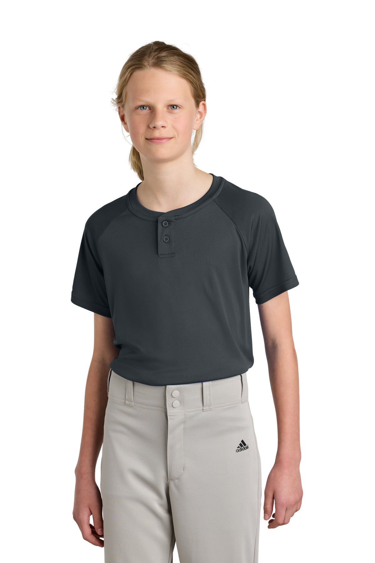 Sport-Tek YST359 Youth PosiCharge Competitor 2-Button Henley