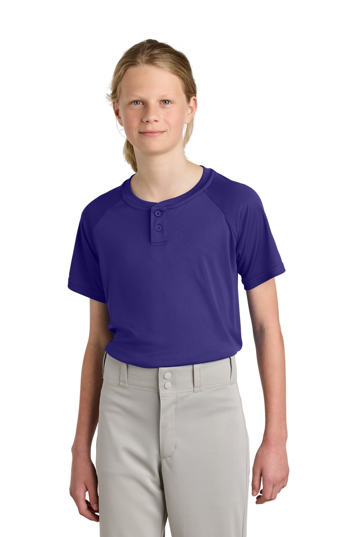 Sport-Tek YST359 Youth PosiCharge Competitor 2-Button Henley
