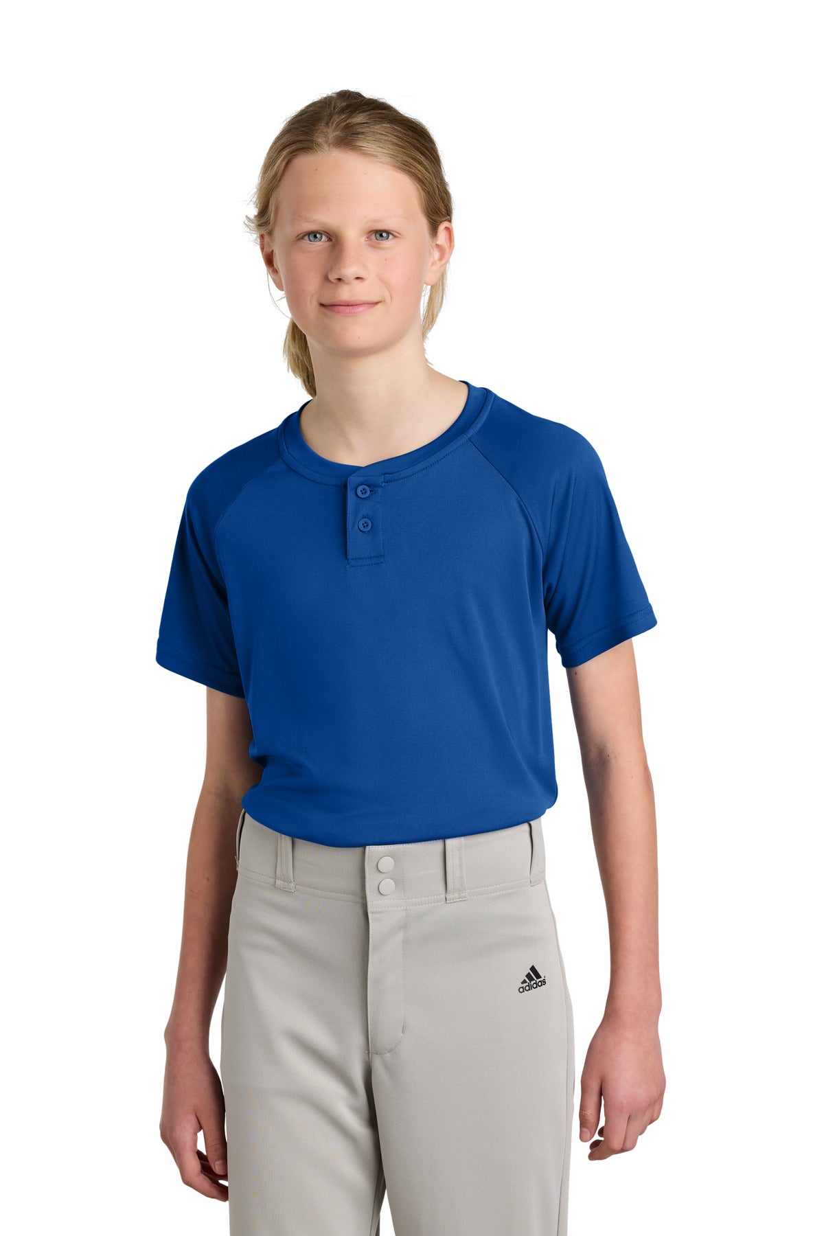Sport-Tek YST359 Youth PosiCharge Competitor 2-Button Henley