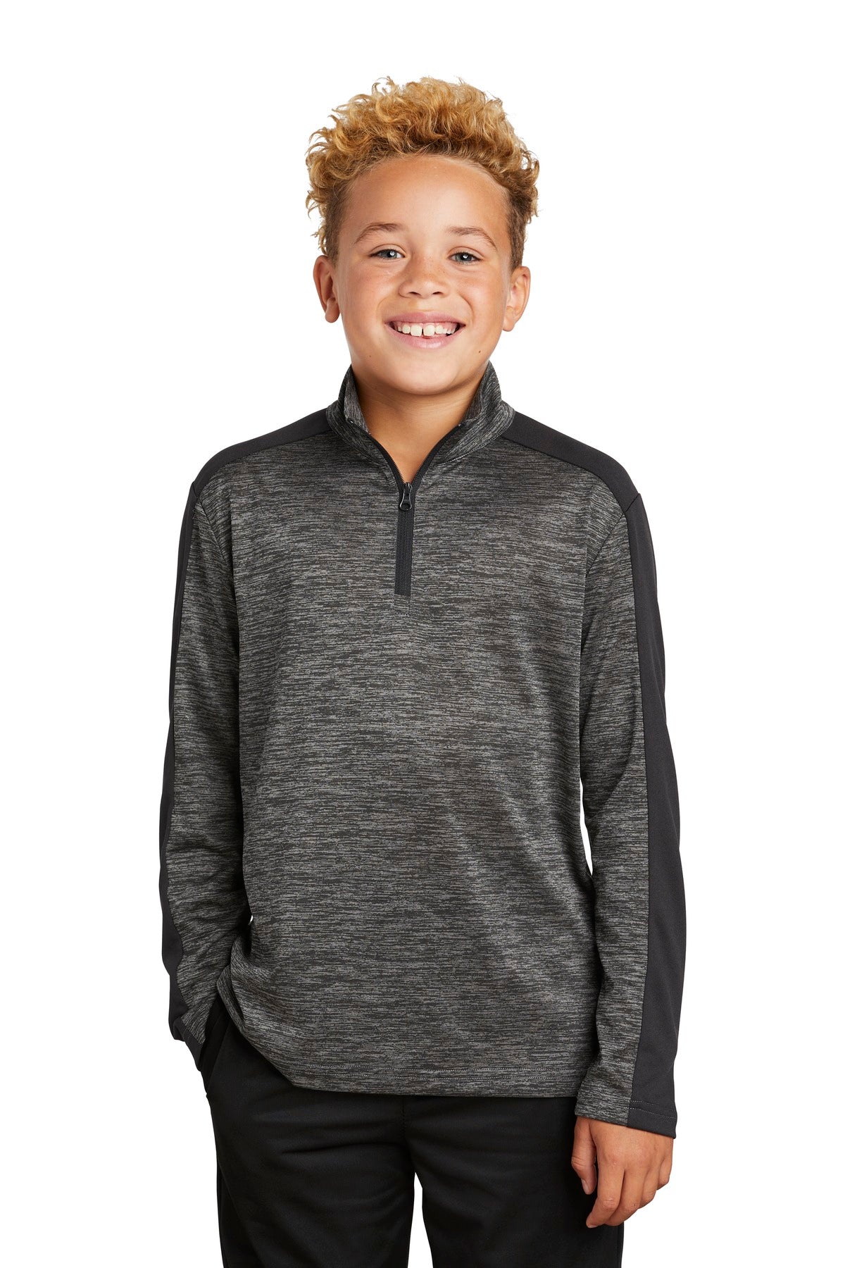 Sport-Tek ® Youth PosiCharge ® Electric Heather Colorblock 1/4-Zip Pullover. YST397 - Sport-Tek YST397