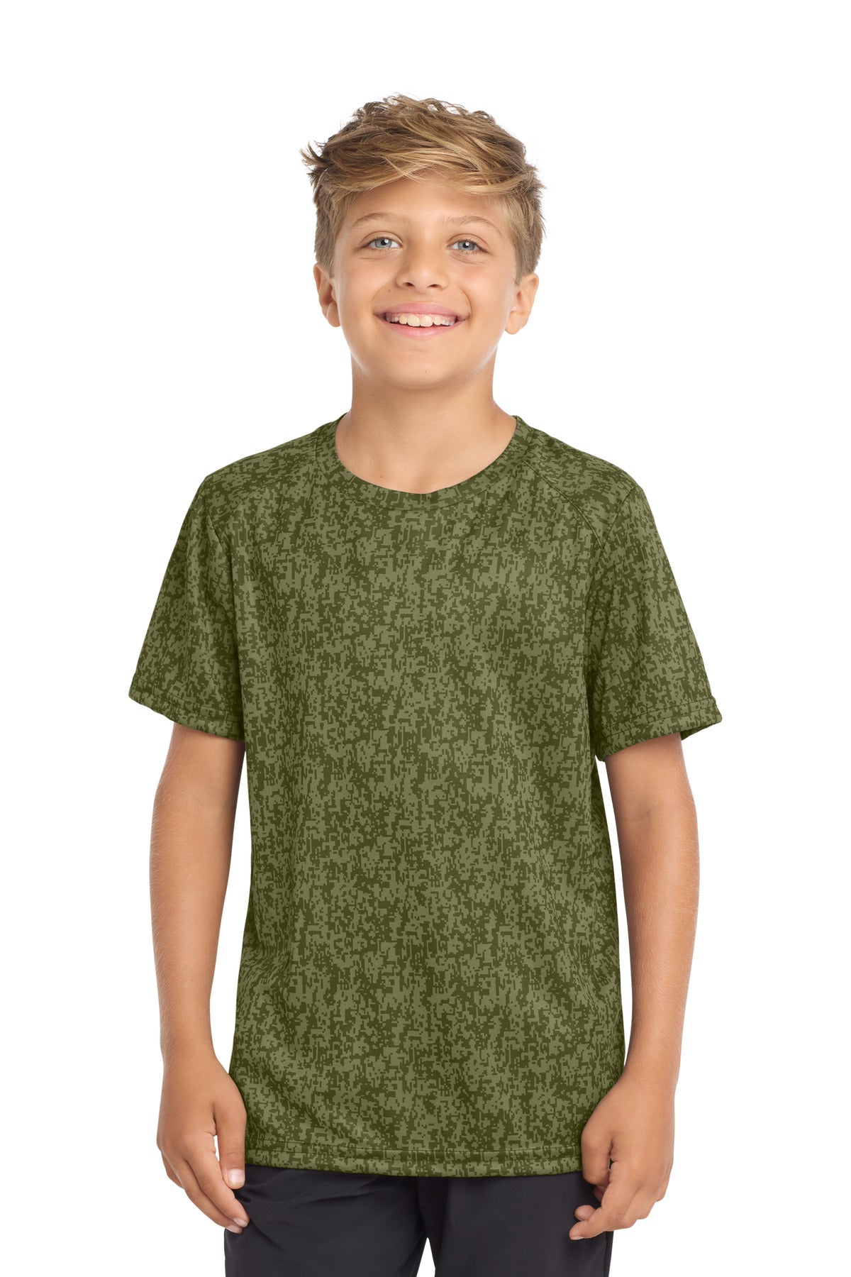 Sport-Tek YST460 Youth Digi Camo Tee | Wholesale Performance Youth Apparel