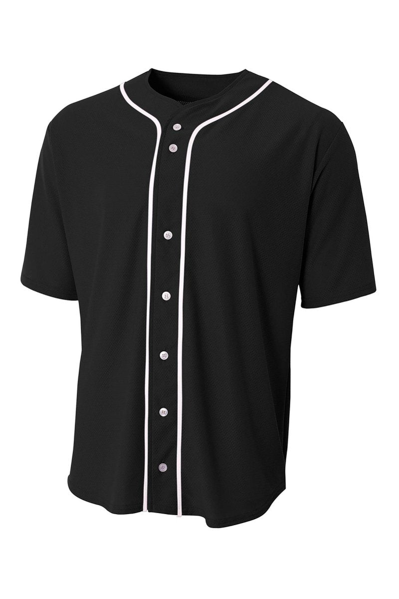 A4 Short Sleeve Full - Button Baseball Top A4N4184 - A4 A4N4184 Black S T-Shirts