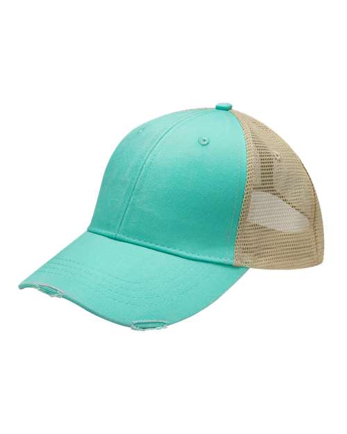 Adams Headwear Ollie Distressed Cap - Adams Headwear 10895 Seafoam/ Tan Adjustable