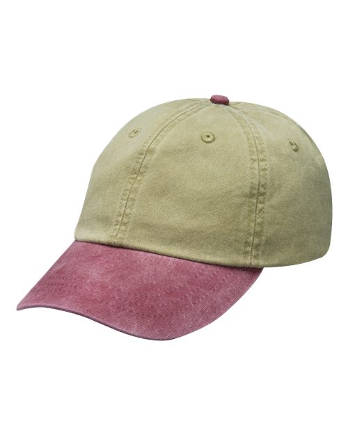 Adams Headwear Optimum Pigment - Dyed Cap - Adams Headwear LP101 Khaki/ Burgundy OSFM Hats