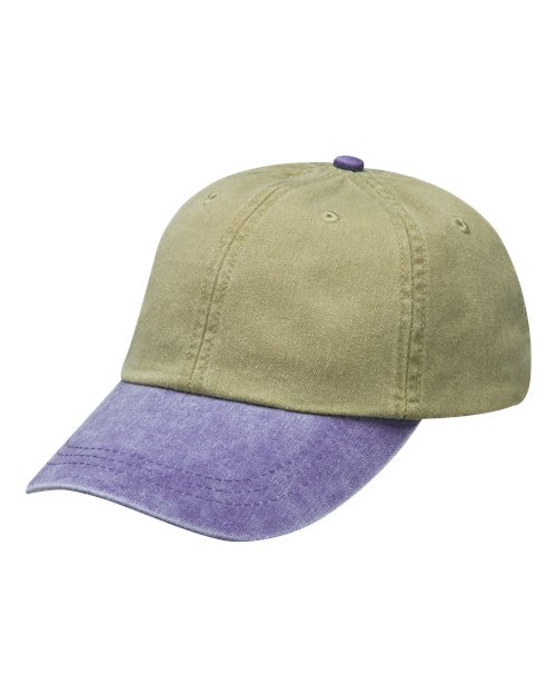 Adams Headwear Optimum Pigment - Dyed Cap - Adams Headwear LP101 Khaki/ Purple OSFM Hats