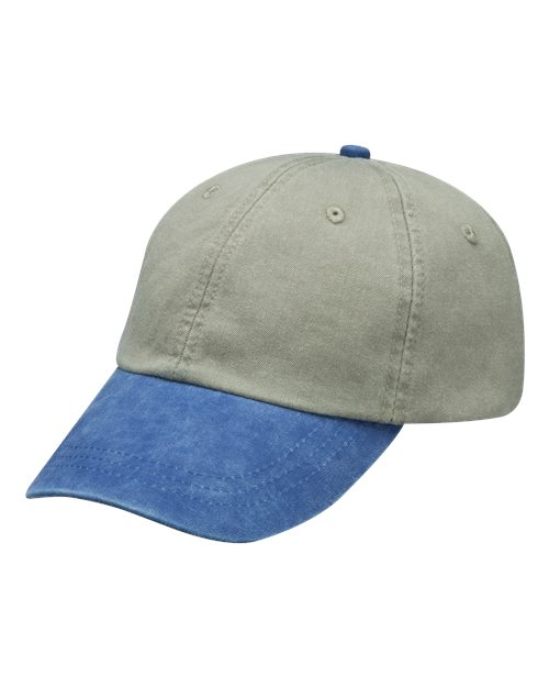 Adams Headwear Optimum Pigment - Dyed Dad Hat - Adams Headwear 10879 Stone/ Royal Adjustable