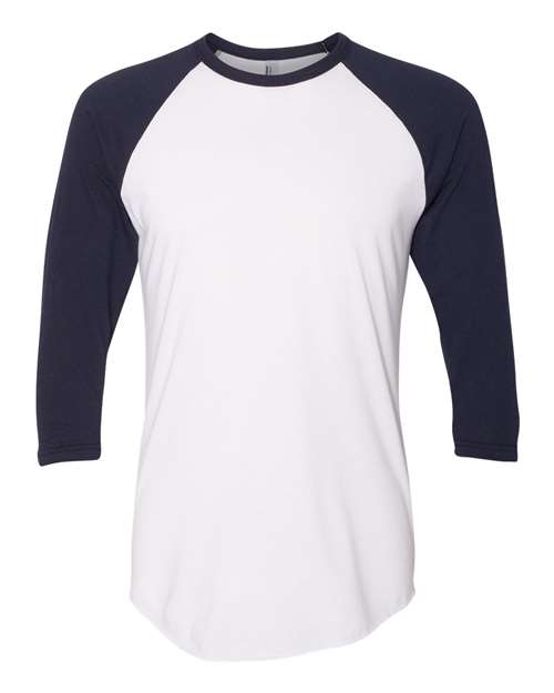 American Apparel Unisex 50/50 Raglan Three - Quarter Sleeve Tee - American Apparel BB453W White/ Navy XS