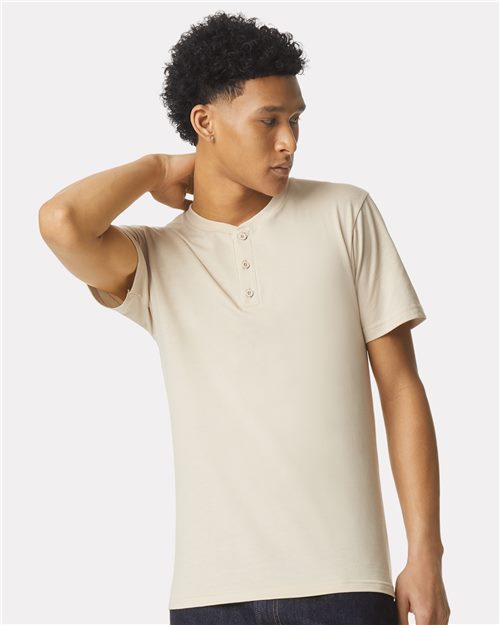 American Apparel Unisex CVC Henley Tee - American Apparel 2004CVC Black S