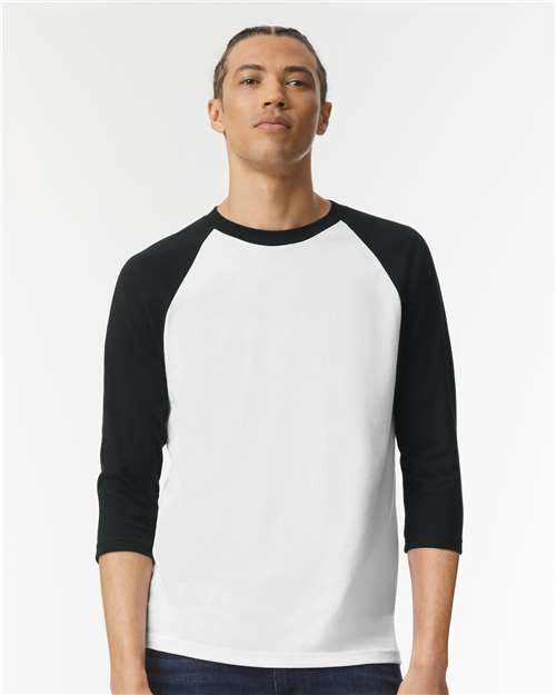 American Apparel Unisex CVC Three - Quarter Sleeve Tee - American Apparel 2003CVC White/ Black S
