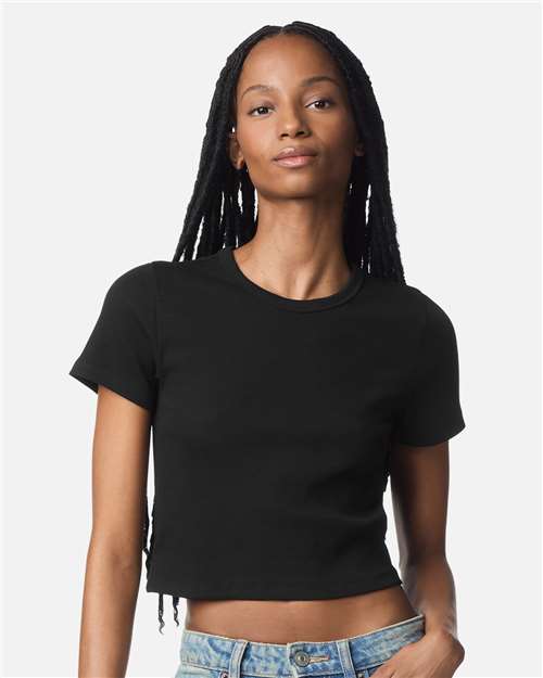 American Apparel Women's Baby Rib Cropped Tee - American Apparel BR210 Black S